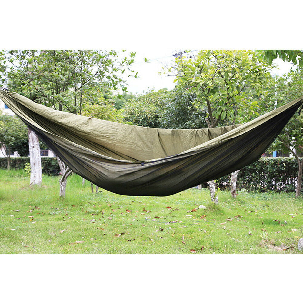 OUKANING Portable Camping Hammock Quick-drying Nylon Tactical Hammock with Mosquito Net for Hiking Outdoor Travel Beach Backyard U