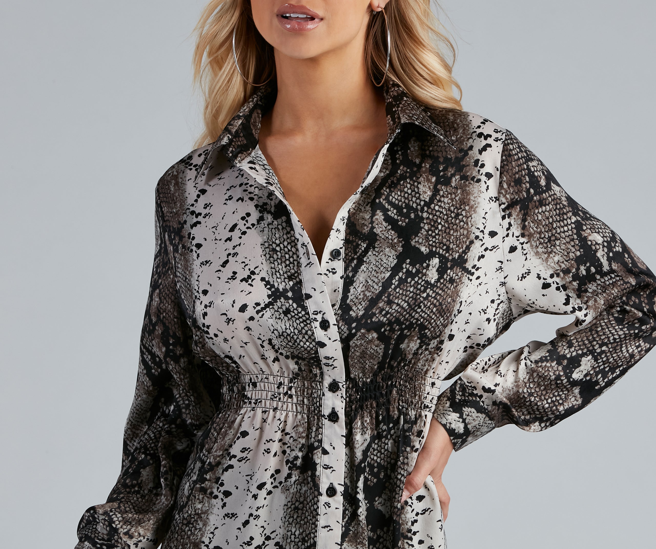 Slithering Good Satin Button-Up Tunic