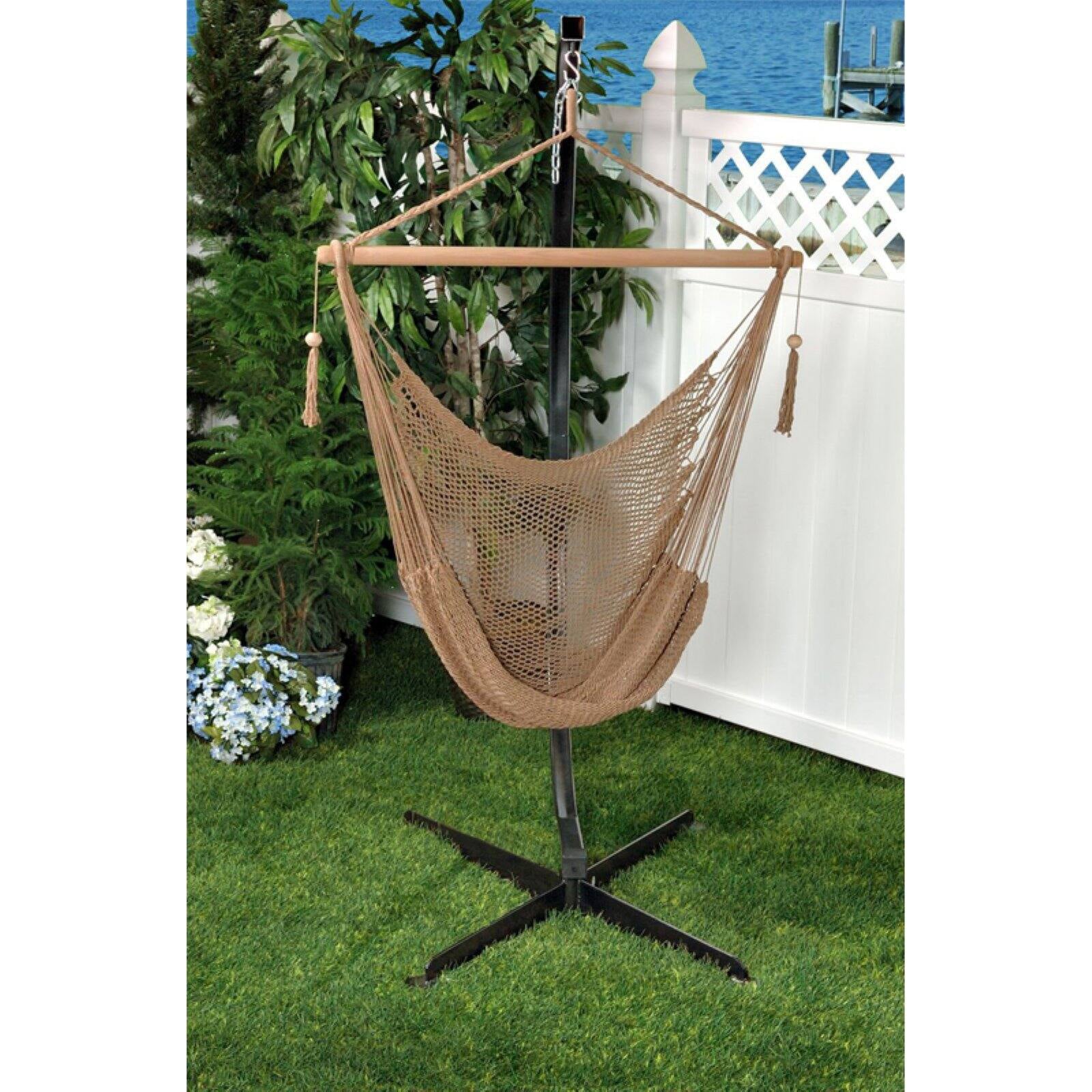 Bliss Hammocks Island Rope Hammock Chair w/ Spreader Bar - Light Green, 60" L x 40" W