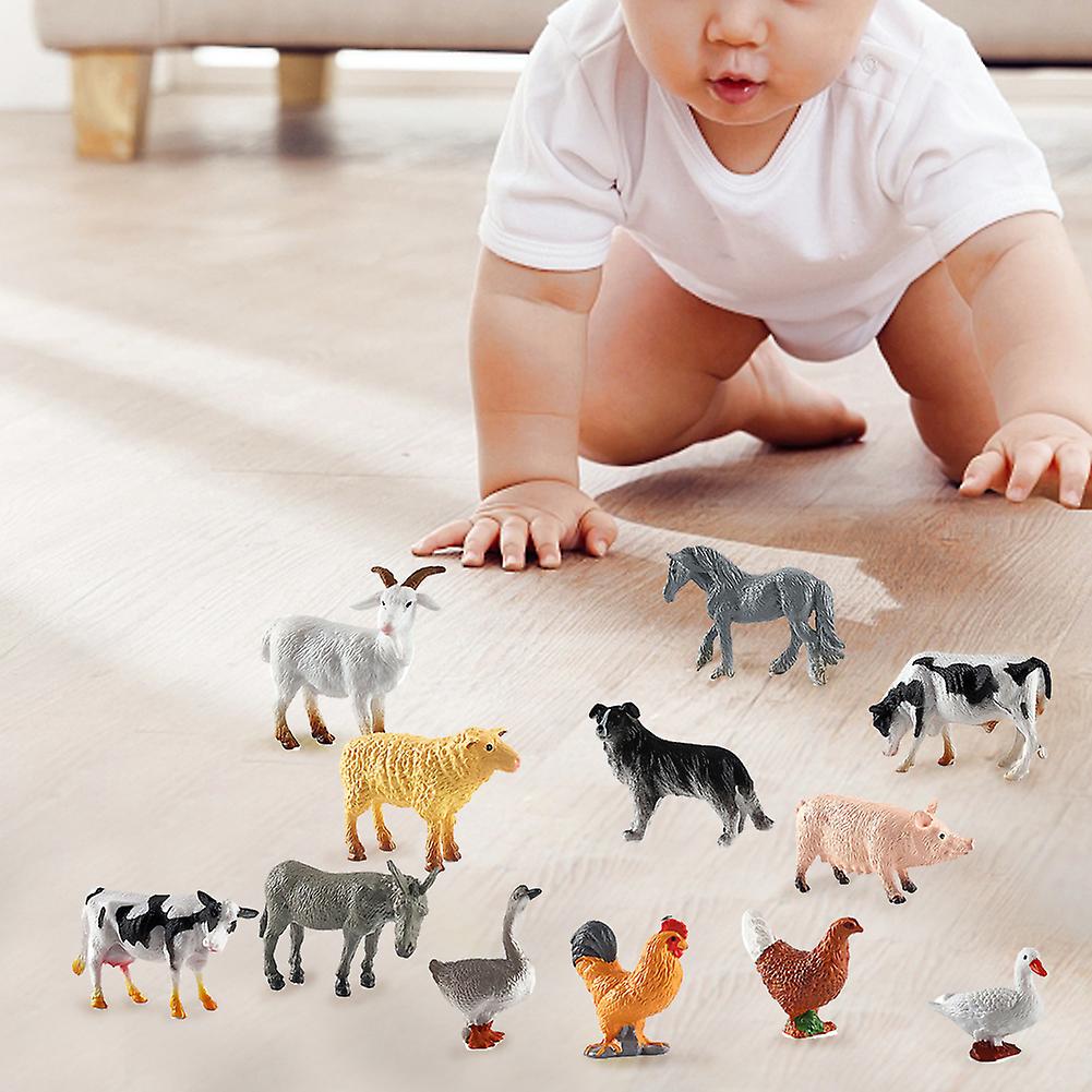 12pcs Animal Toy Set Farm Cow Goose Chicken Duck Pig Horse Simulation Poultry Children Toy Animal Educational Model Style 2