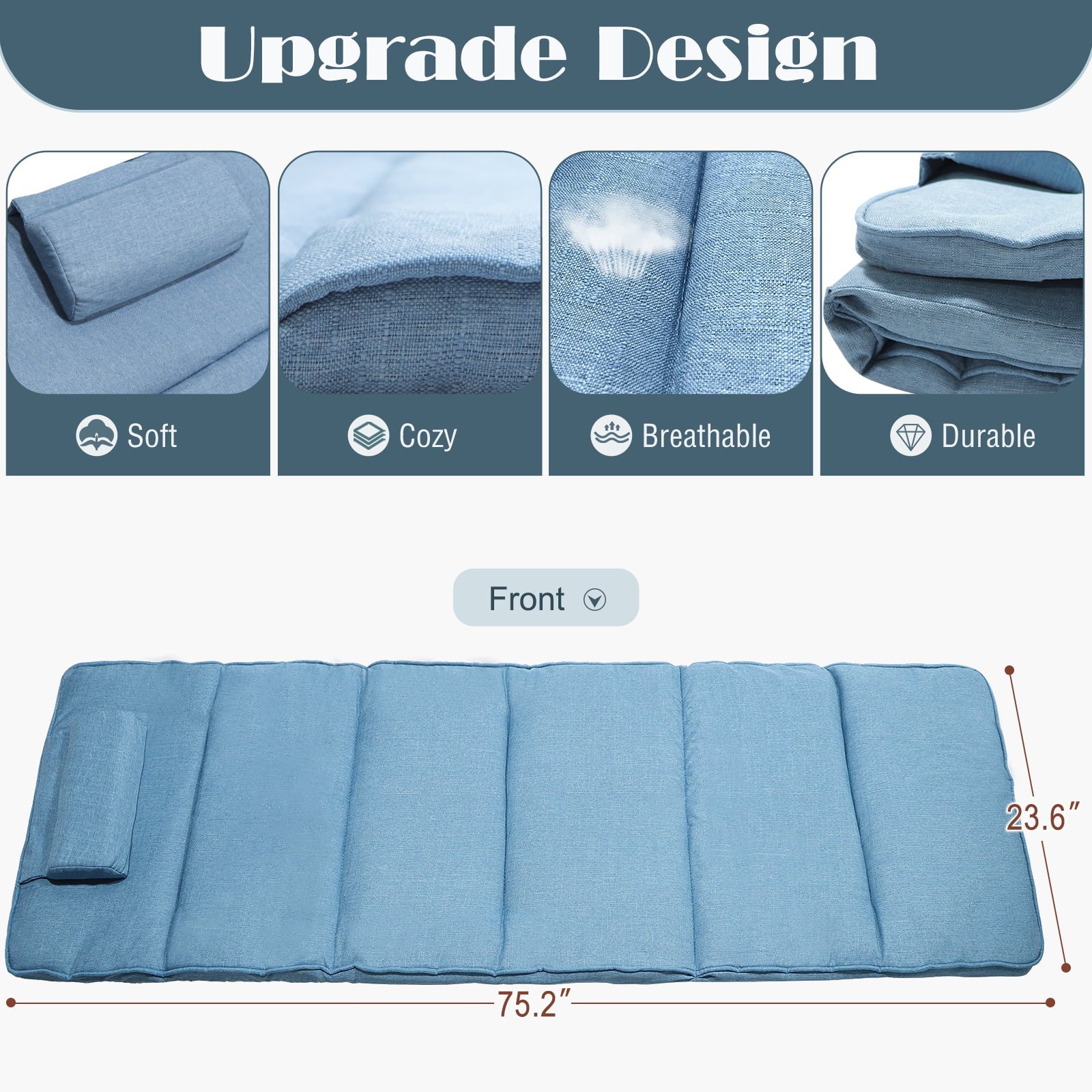 MOPHOTO Folding Bed Cot with Mattress, Portable Beds Frame with Mattress, Portable Fold Up Bed for Outdoor Travel, Foldable Bed with Frame, Sleeping Bed Cot for Adults, Blue
