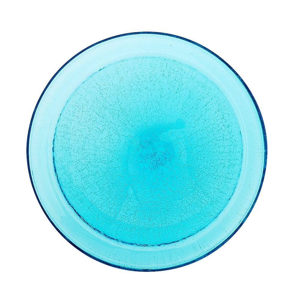 Achla Designs 12.5 in. Dia Teal Blue Reflective Crackle Glass Birdbath Bowl CGB-07T