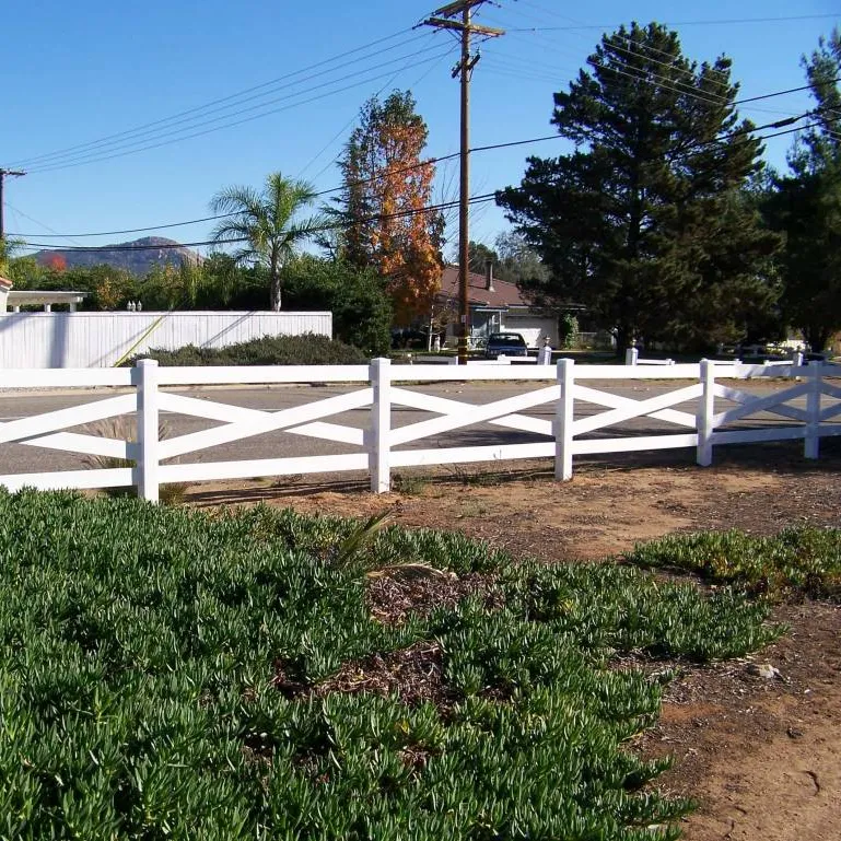 Factory Outlet Ranch Rail Fencing Horse Post Yard Garden Supplies Farm White Cross Rail Plastic PVC Vinyl Fence