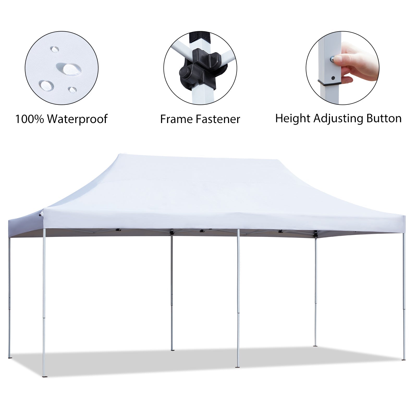 AVAWING 10x20FT Pop up Canopy Tent with Portable Wheeled with Roller Bag, Folding Patio Canopies Height Adjustable, Anti-UV & Waterproof for Parties, Camping, Commercial with Sandbags x 4(White)
