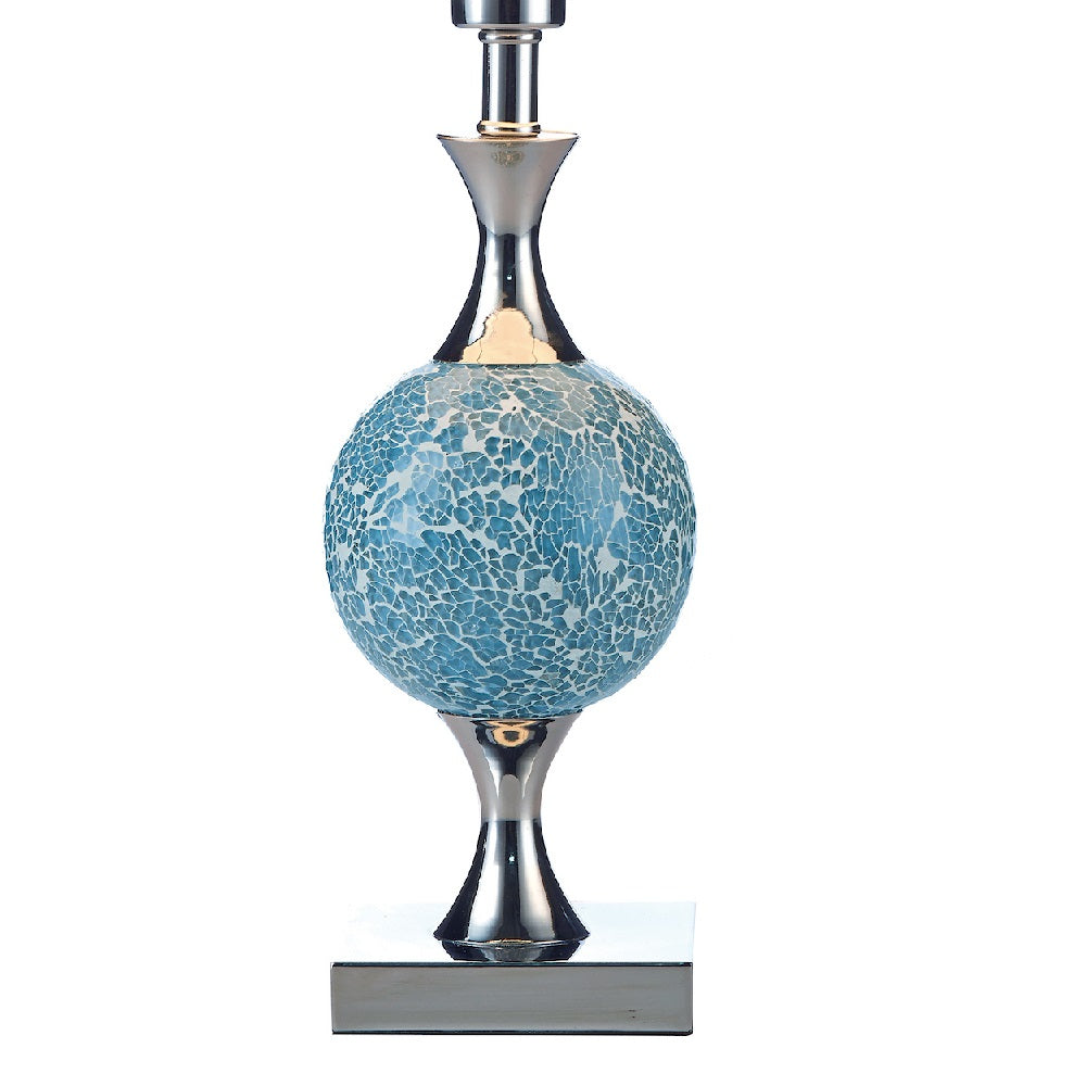 Britalia BRELS4223 Polished Chrome & Blue Mosaic Glass Table Lamp with Shade