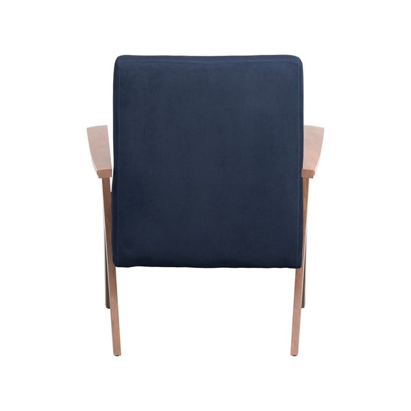 Coaster Furniture Cheryl Dark Blue and Walnut Wooden Arms Accent Chair