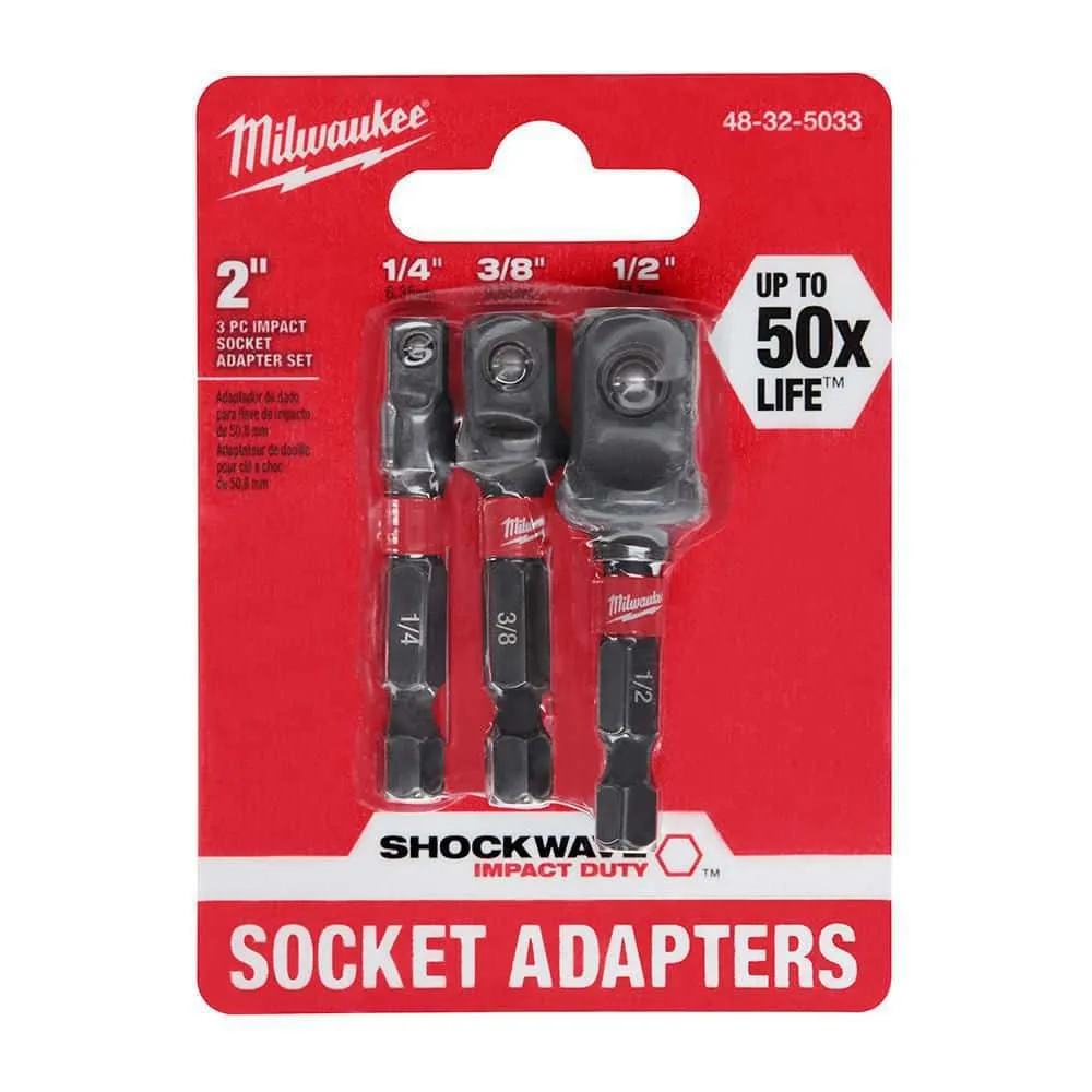 Milwaukee SHOCKWAVE Impact Duty 1/4 in. Hex Shank Socket Adapter Set (3-Piece) 48-32-5033