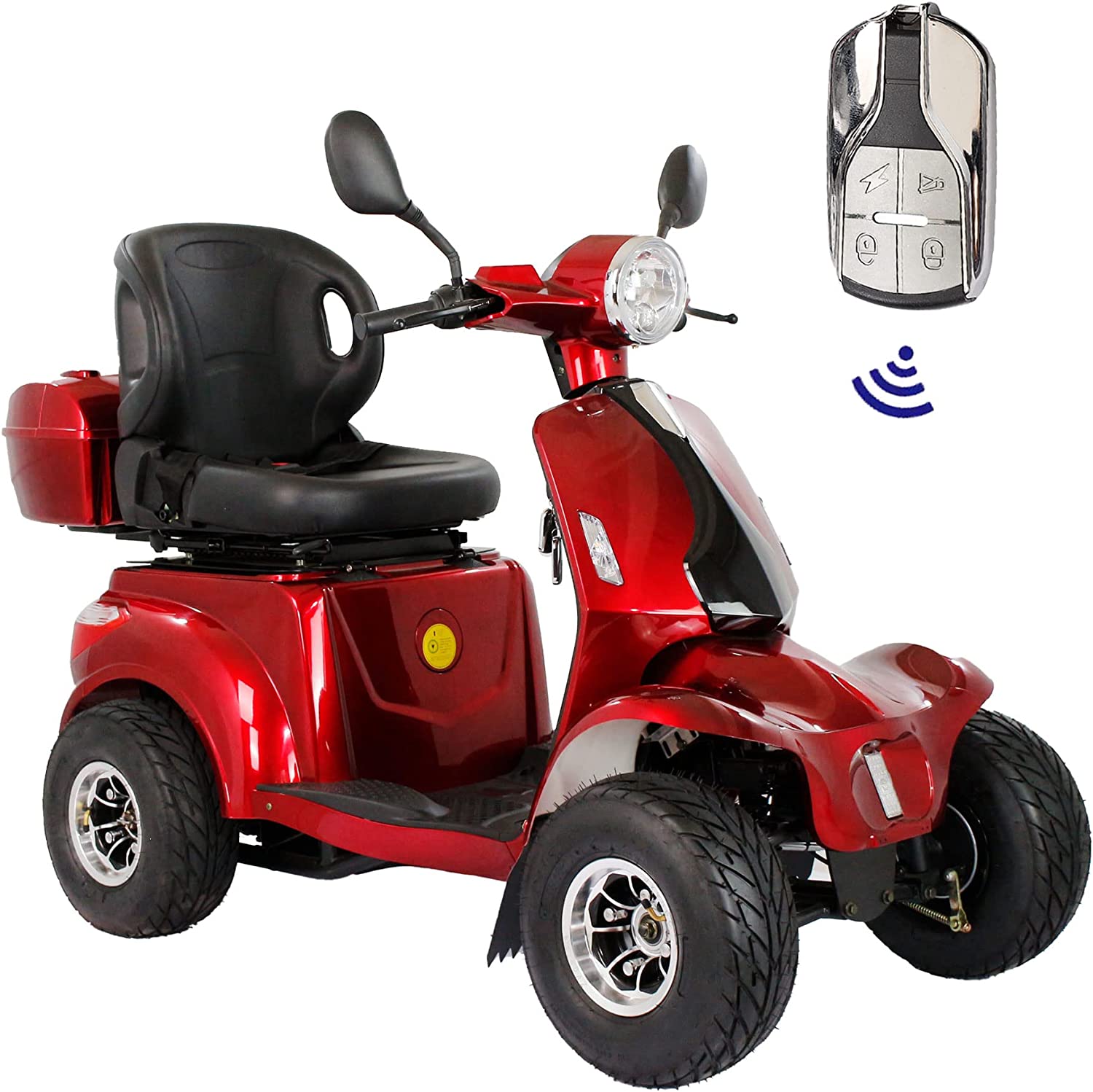 Leadzm 4-Wheel 3-Speed Medical Electric Mobility Golf Scooter Battery-Powered with Rear Lock Box & Golf Cart Rack Adjustable Seat