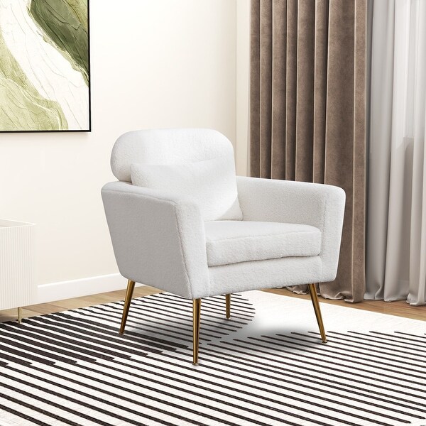 Modern Accent Chair Armchair， Upholstered Club Chair with Throw Pillow