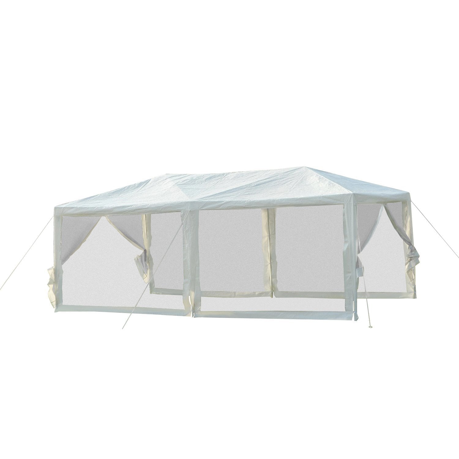 Outsunny 10' x 20' Canopy Tent Commercial Party Wedding Gazebo with Removable Netting Mesh Sidewalls, White