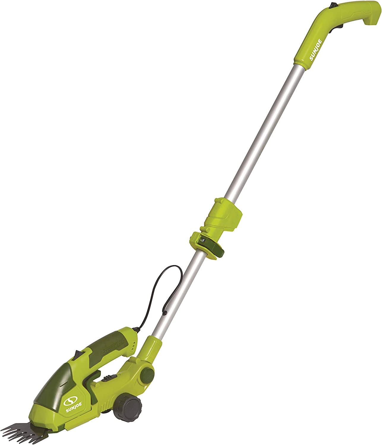 Sun Joe HJ605CC Cordless 2-in-1 Grass Shear + Hedge Trimmer w/Extension Pole， Green