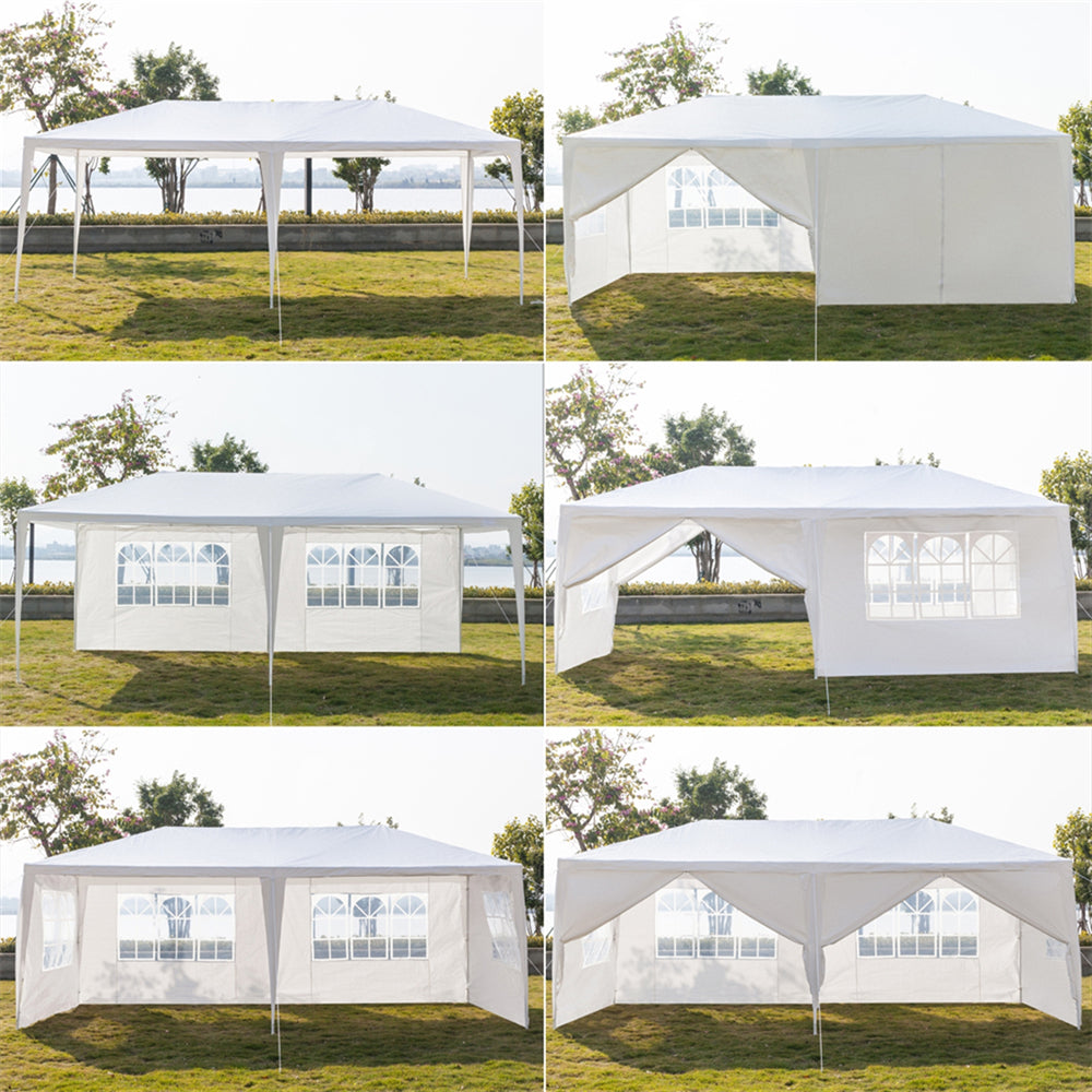 Canopy Party Tent for Outside, 10' x 20' Patio Gazebo Waterproof Tent with 6 Side Walls(Two Doors), ZPL White Outdoor Wedding Tent