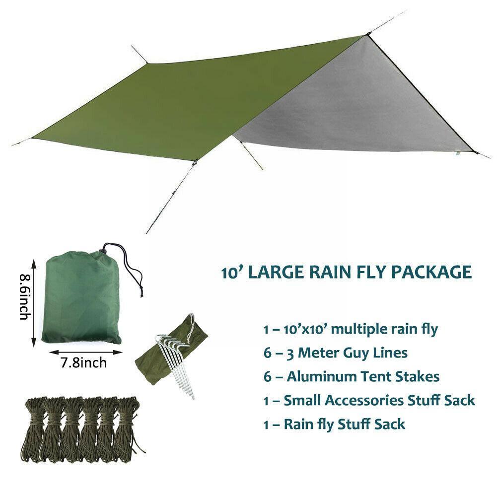 Camping Waterproof Canopy Hammock Set Camouflage Mosquito Net Camping Hiking Travel Outdoor Tent Shade G4c4