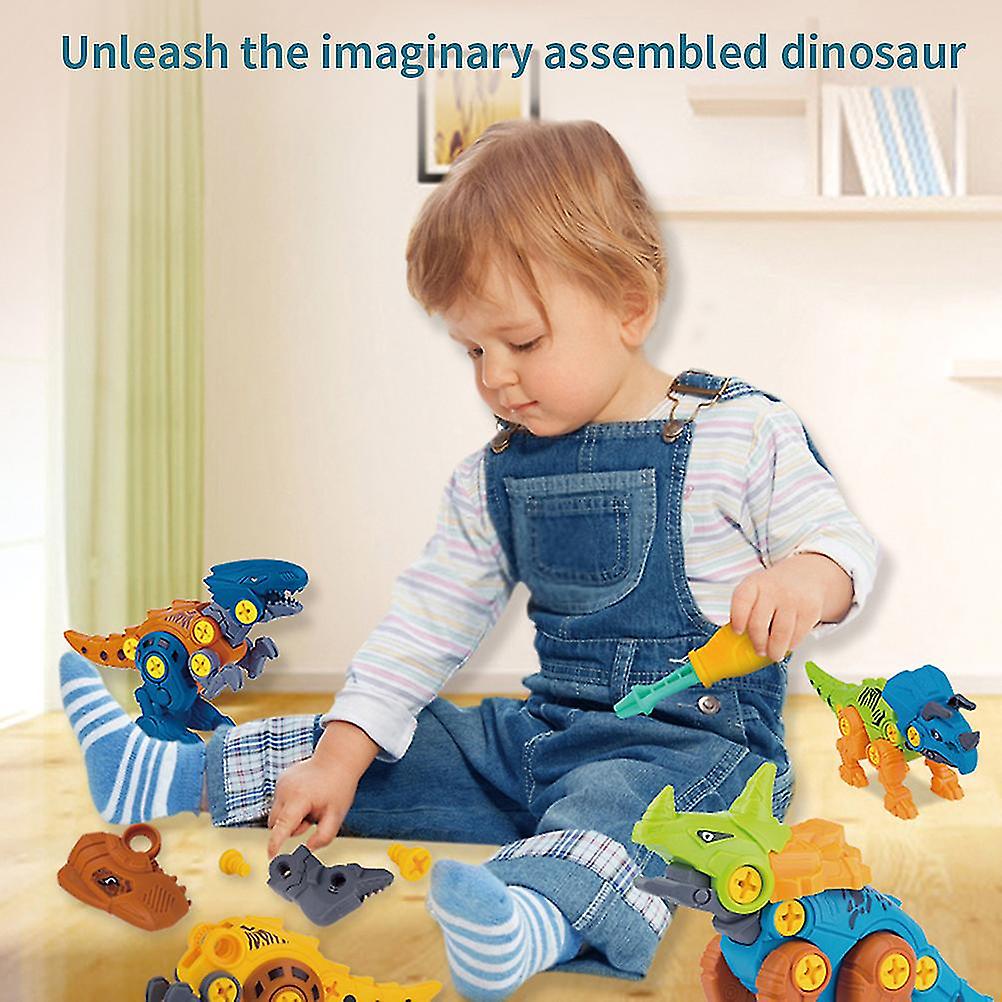 4pcs/set DIY Dinosaur Assembly Toy Disassembly Dinosaur Figures Model Kit Educational Construction Play Set for Kids