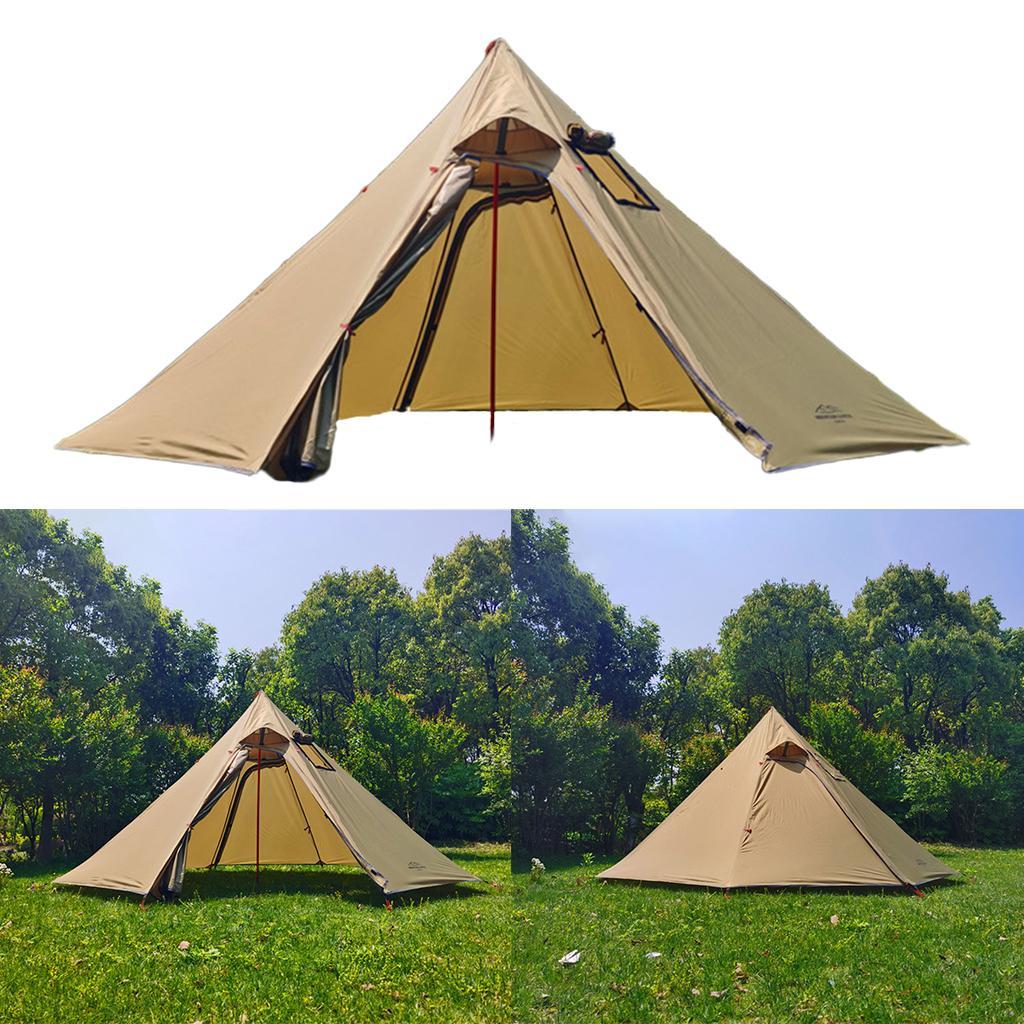 Lightweight Hot Tent with Fire Flue Window Four Season Tents with Water for Hiking Tent Travel - Brown