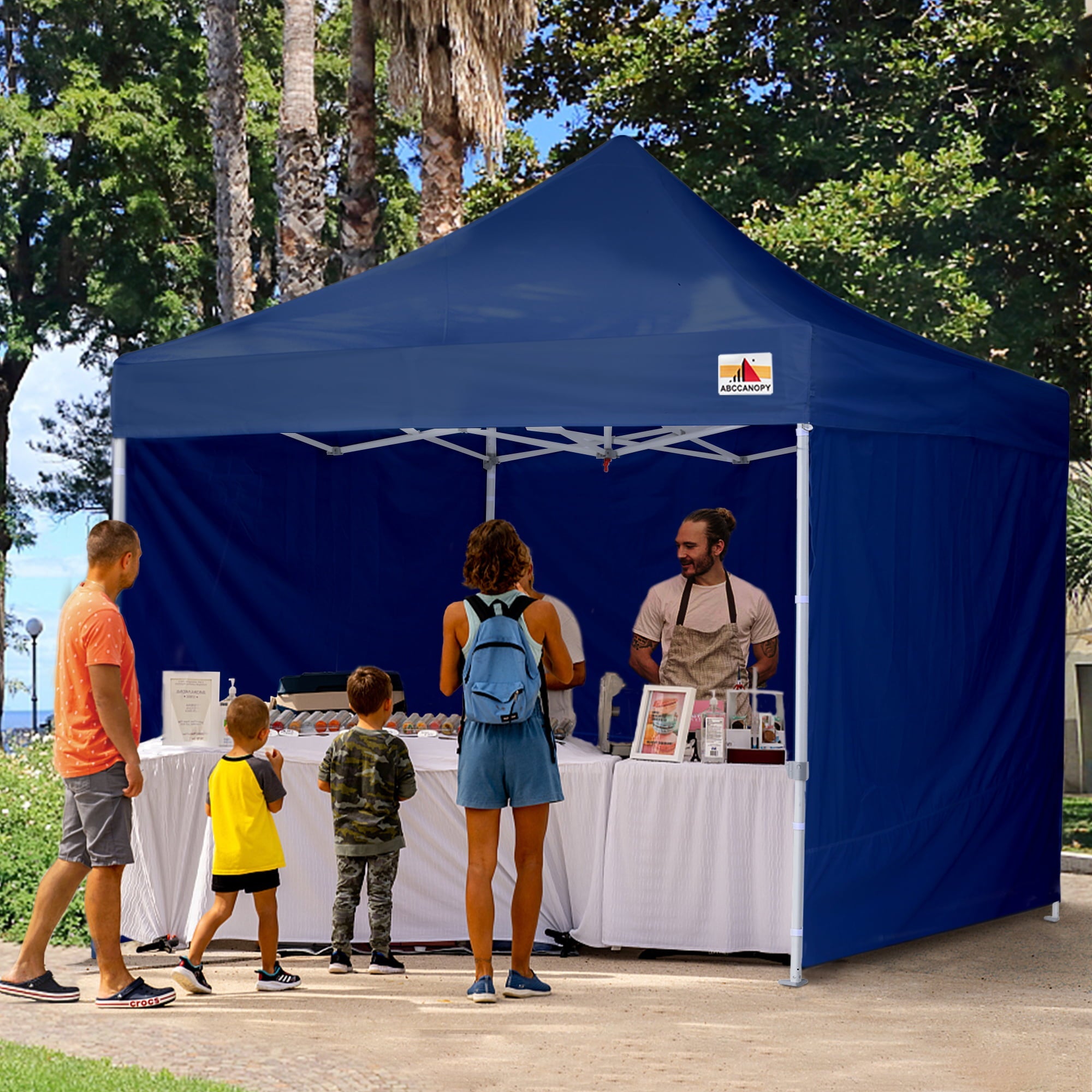 ABCCANOPY 10 ft x 10 ft Metal Pop-Up Commercial Canopy Tent with walls, Navy Blue