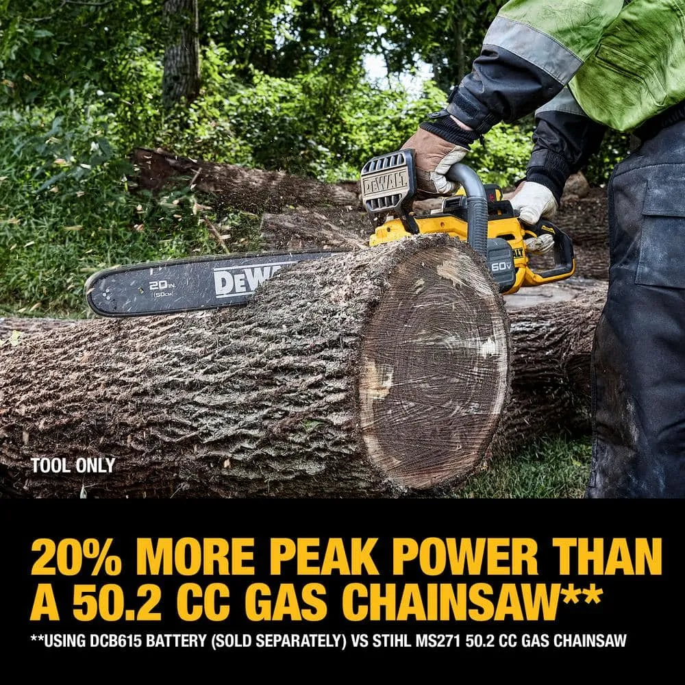 DEWALT 60V MAX 20in. Brushless Battery Powered Chainsaw Kit with (1) FLEXVOLT 4Ah Battery & Charger DCCS677Y1