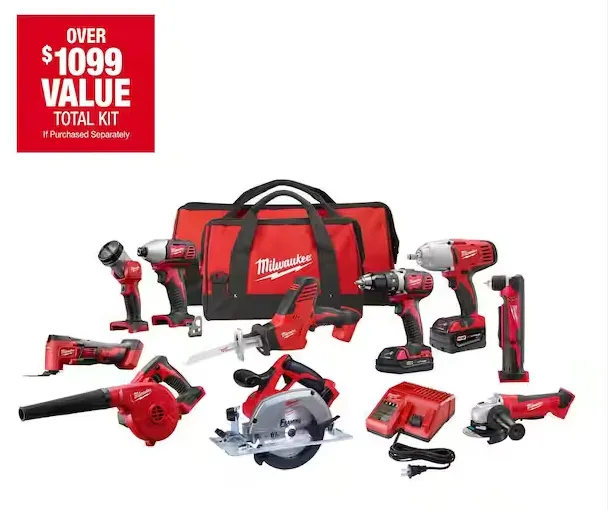 💥M18 18V Lithium-Ion Cordless Combo Kit (10-Tool) with (2) Batteries, Charger and (2) Tool Bags