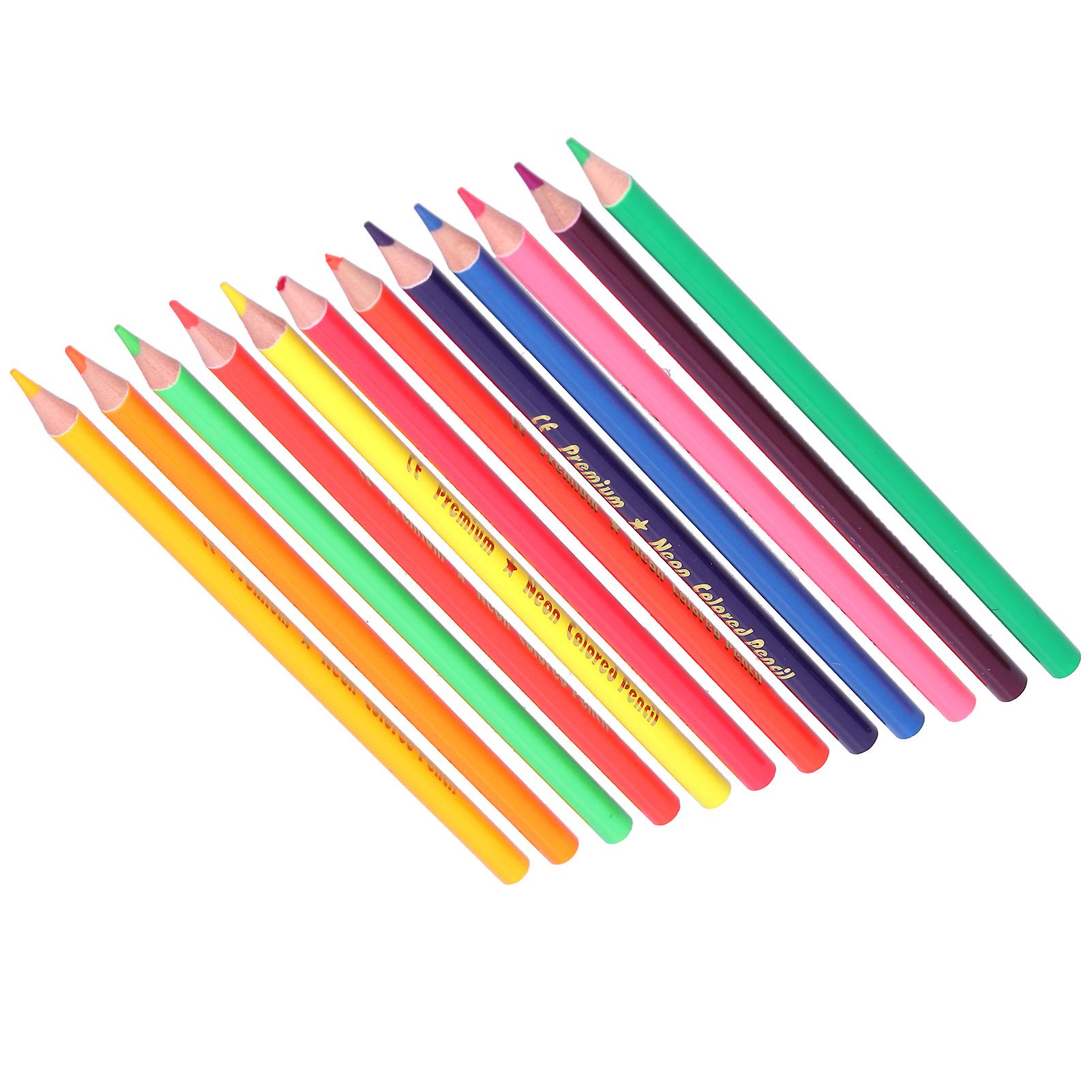 12pcs Colored Pencils Metallic Or Fluorescent 12color Sketch Graffiti Painting Suppliesneon Color Pencils