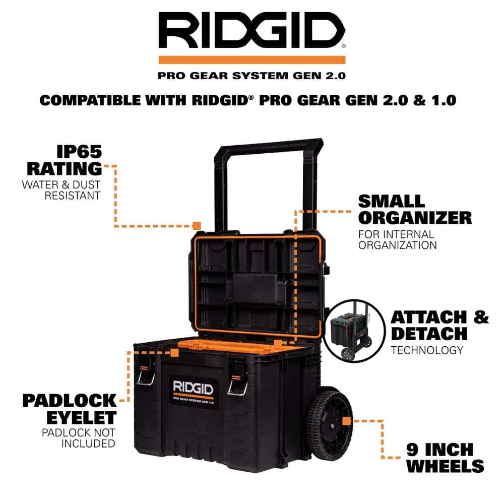 RIDGID 2.0 Pro Gear System 25 in. All Terrain Rolling Tool Cart 254065