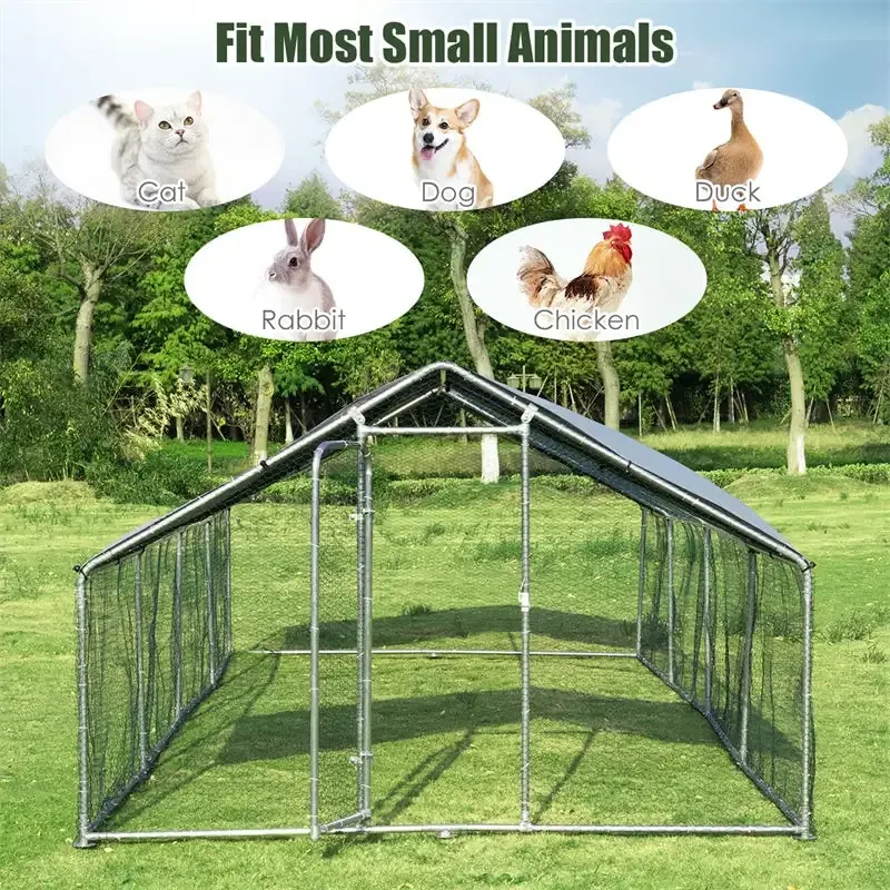 26 FT Large Metal Chicken Coop Run Walk-in Poultry Cage Hen Run House Shade Cage for Outdoor Backyard Farm