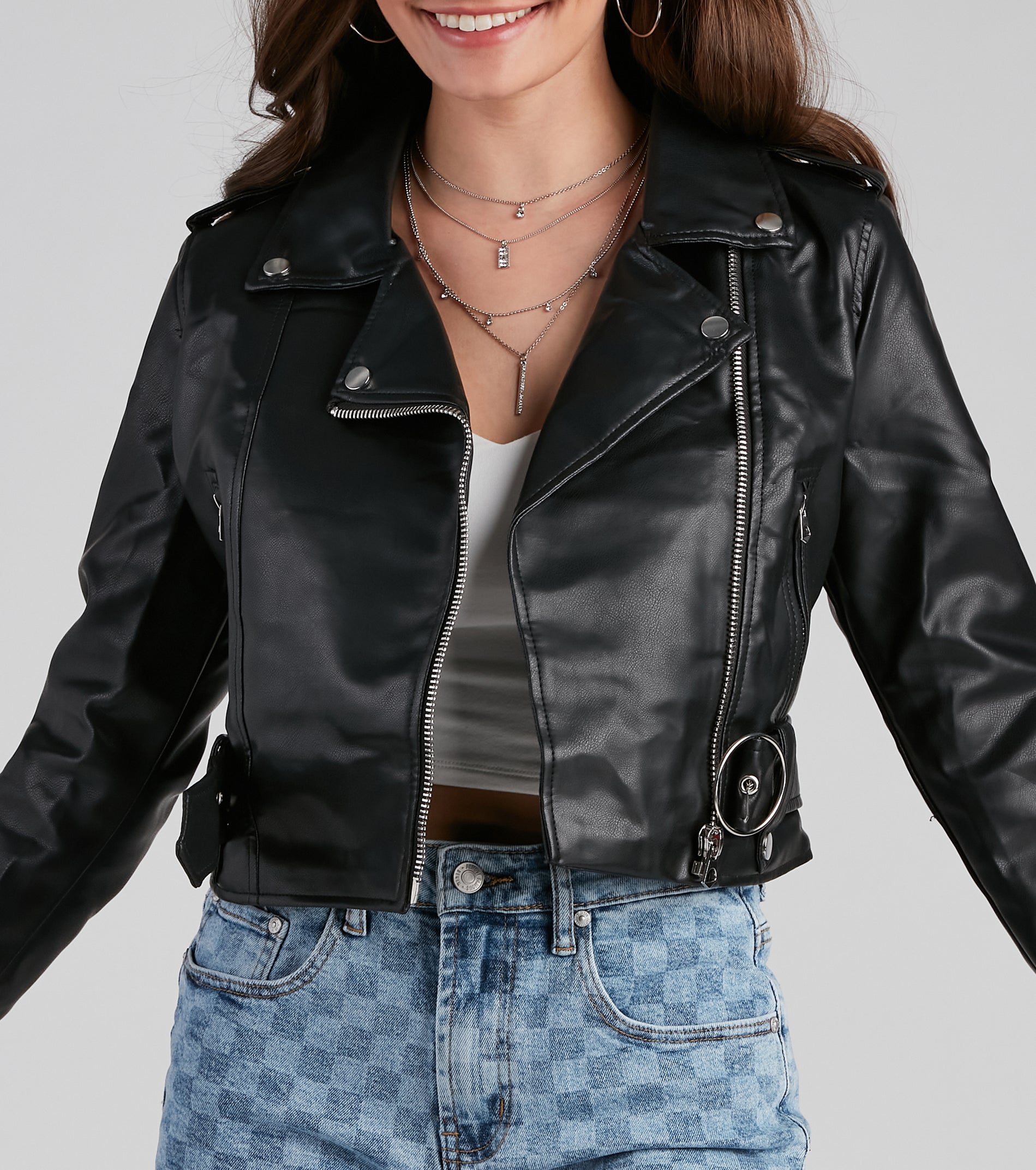 Edgy Chic Belted Moto Jacket