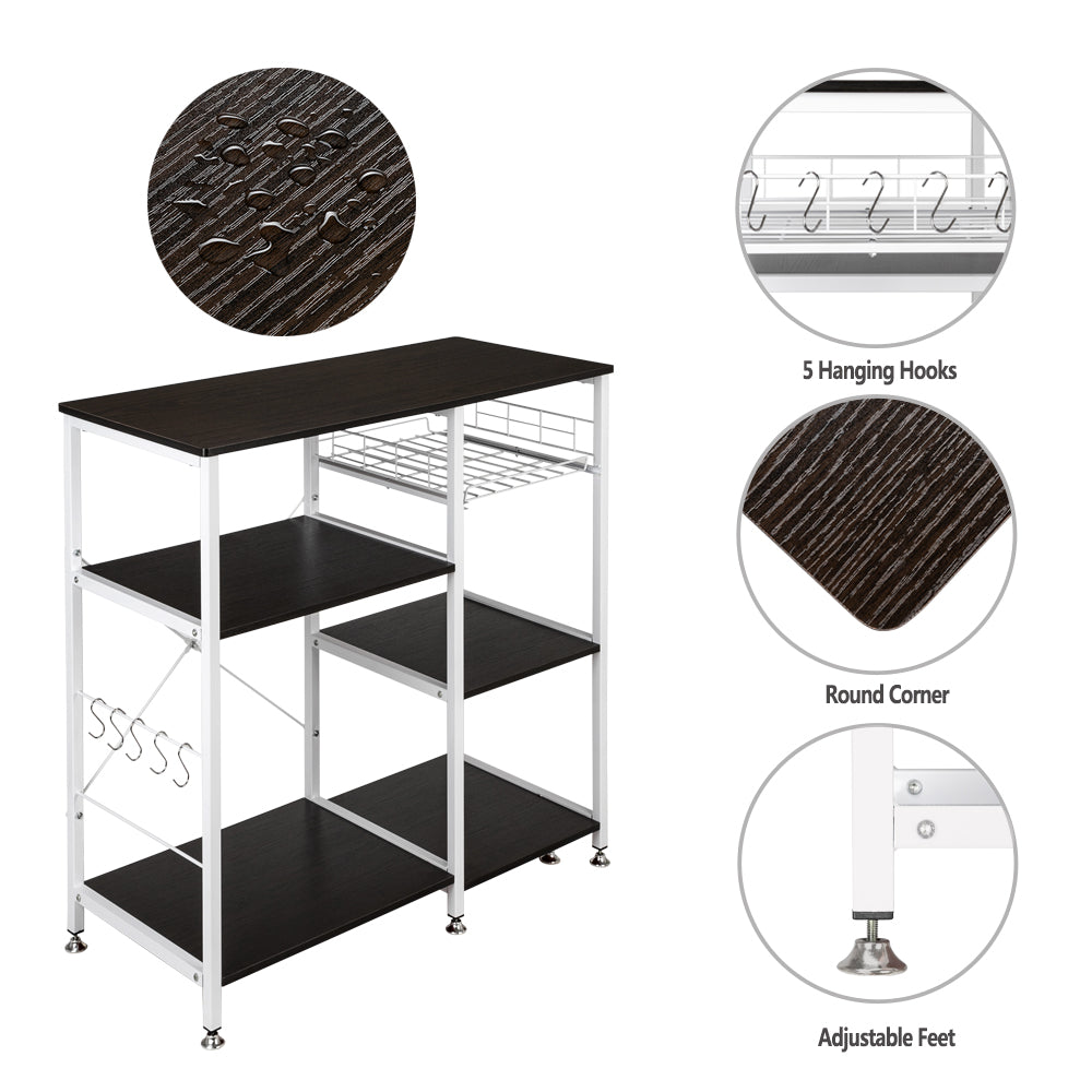Modern Simple Fashion 3-Tier Kitchen Baker's Rack Utility Storage Shelf Microwave Stand Dark Brown