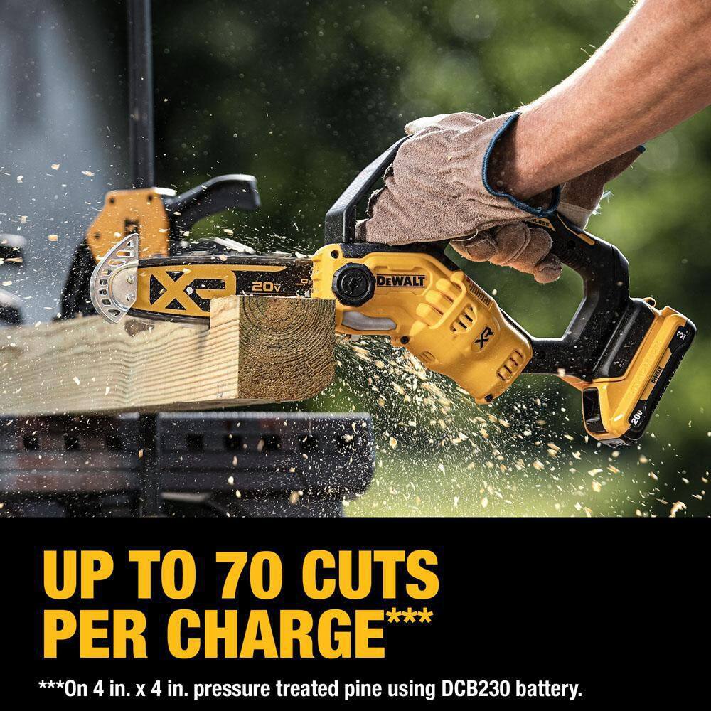 DEWALT DCCS623L1 8 in. 20-Volt Lithium-Ion Pruning Electric Battery Chainsaw Kit with 3Ah Battery and Charger