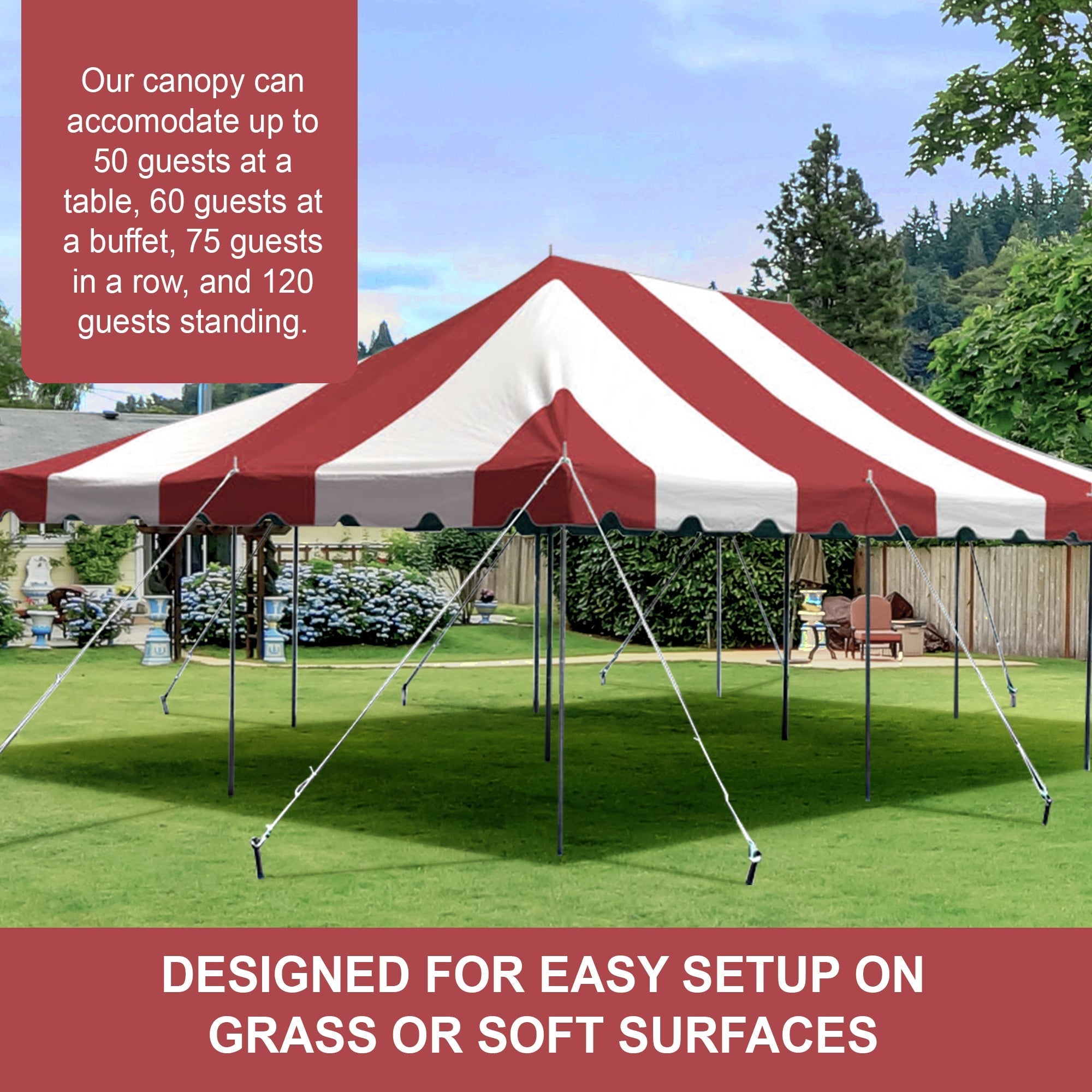 Party Tents Direct Weekender Outdoor Canopy Pole Tent, Red, 20 ft x 30 ft
