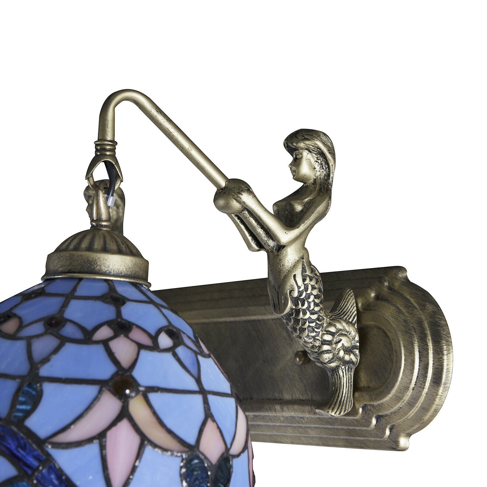 MONIPA  Stained Glass Style Vanity Lighting Wall Sconce Lamps with Shade Blue