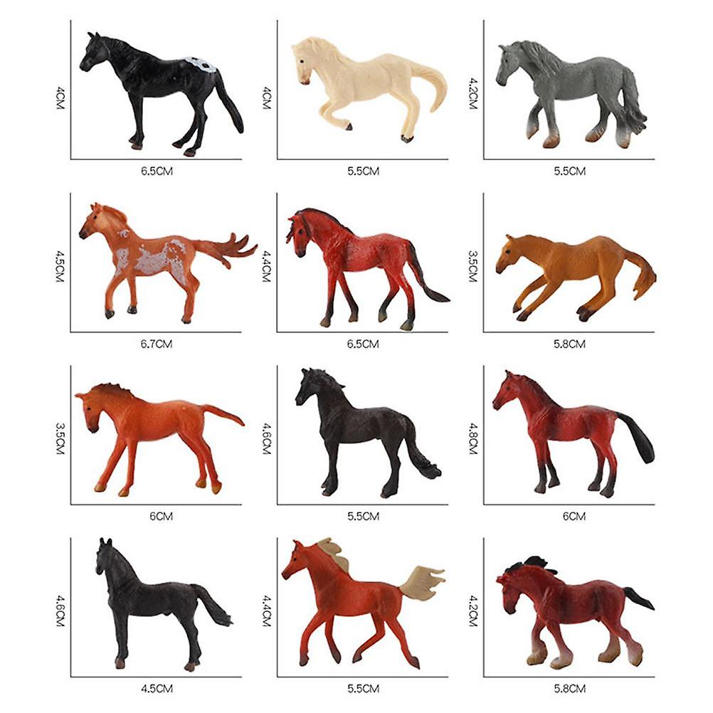 12PCS Mini Action Figures Horse Toy Model Simulation PVC Miniature Horse Animals Toy Playset Educational Toy for Children