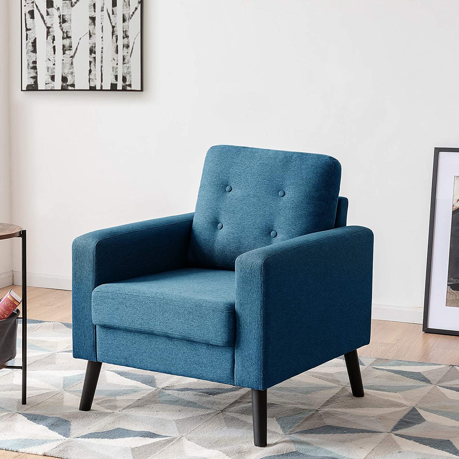 Giantex Modern Accent Chair, Mid-Century Upholstered Armchair Club Chair
