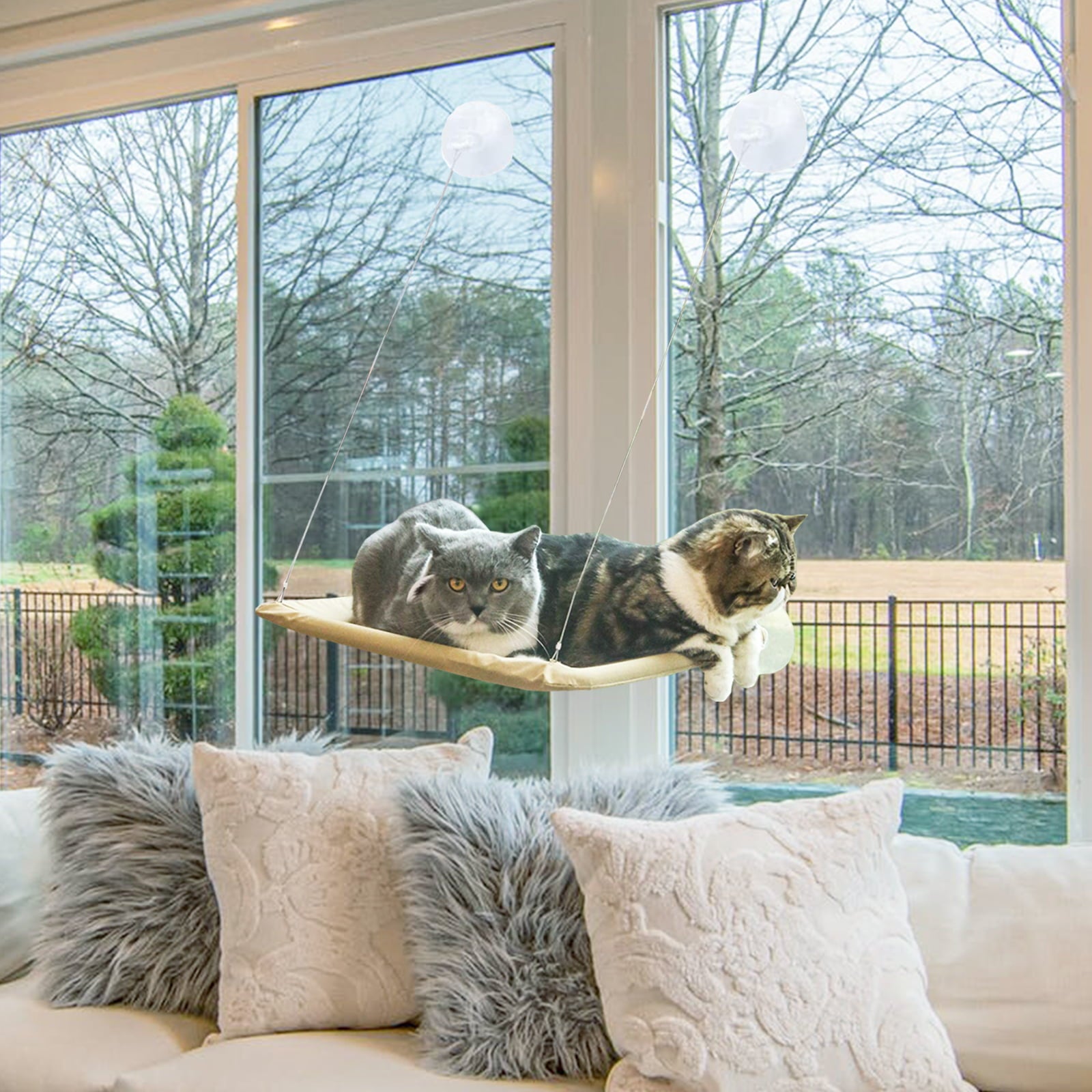 HAOSHICS Cat Window Perch for Sill Pets Kitty Window Shelves Beds Cat Hammock