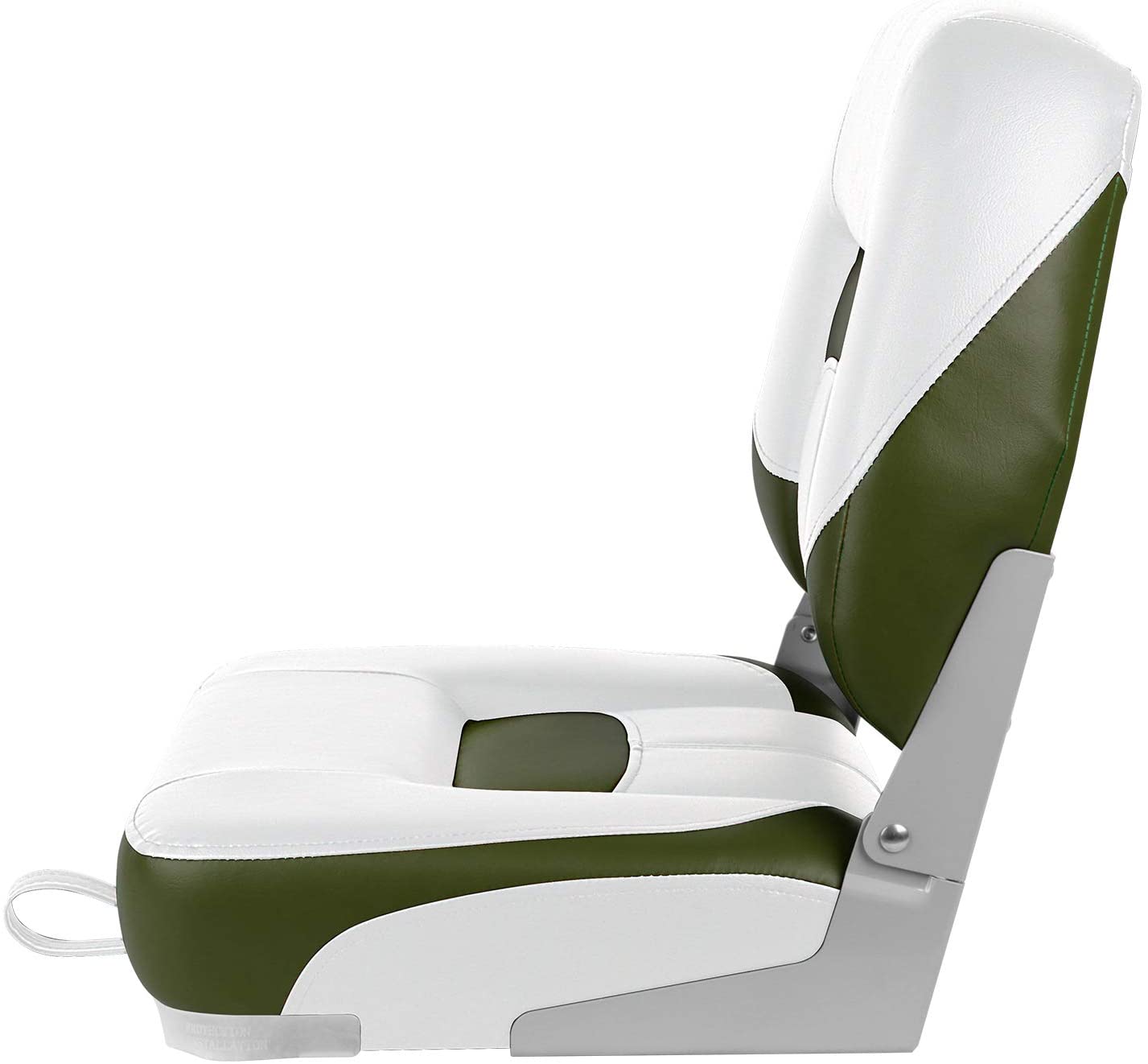 Leader Accessories New Elite Low Back Folding Fishing Boat Seat，White/Olive