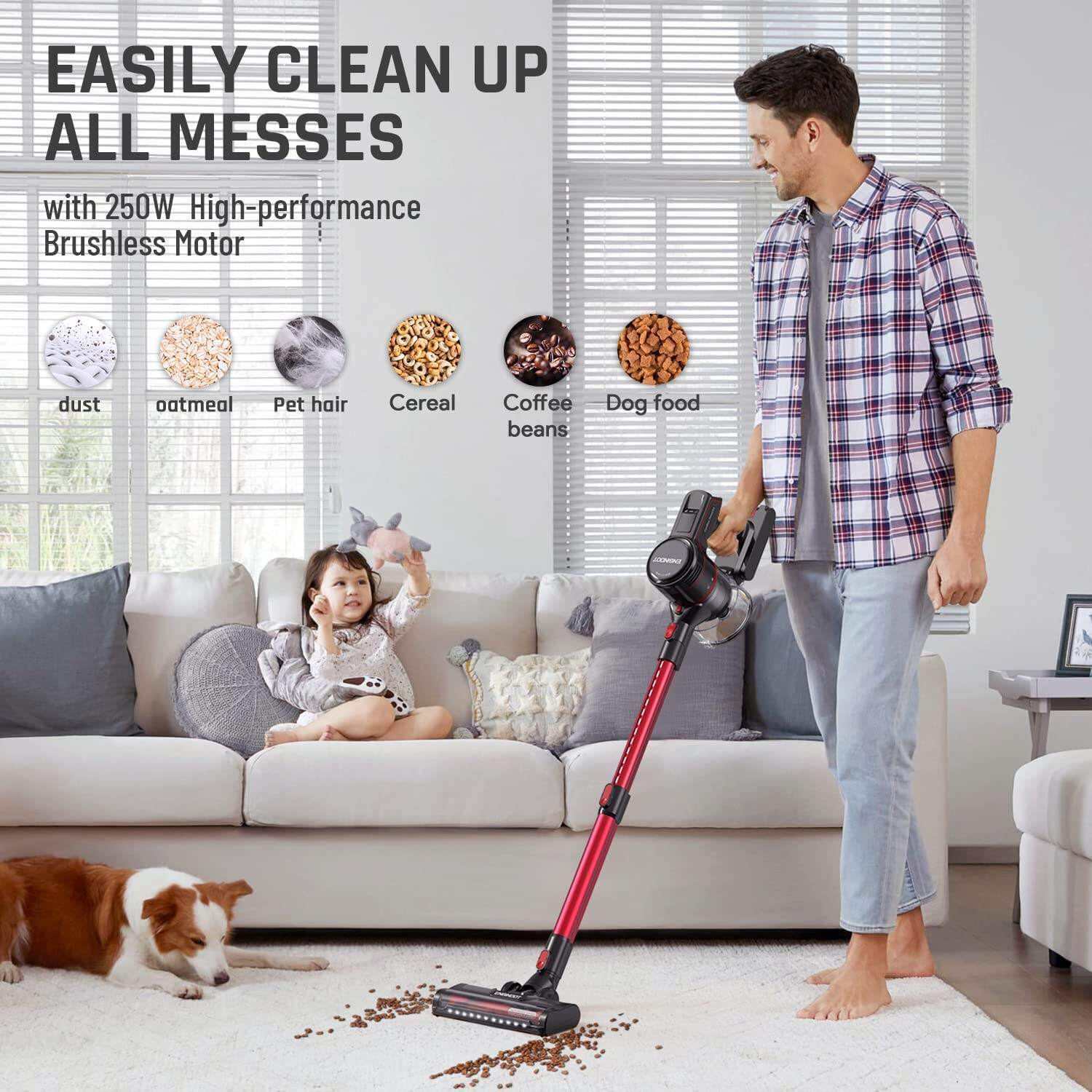 23Kpa 250W 4-in-1 Cordless Vacuum Cleaner with Advanced Cyclonic Technology