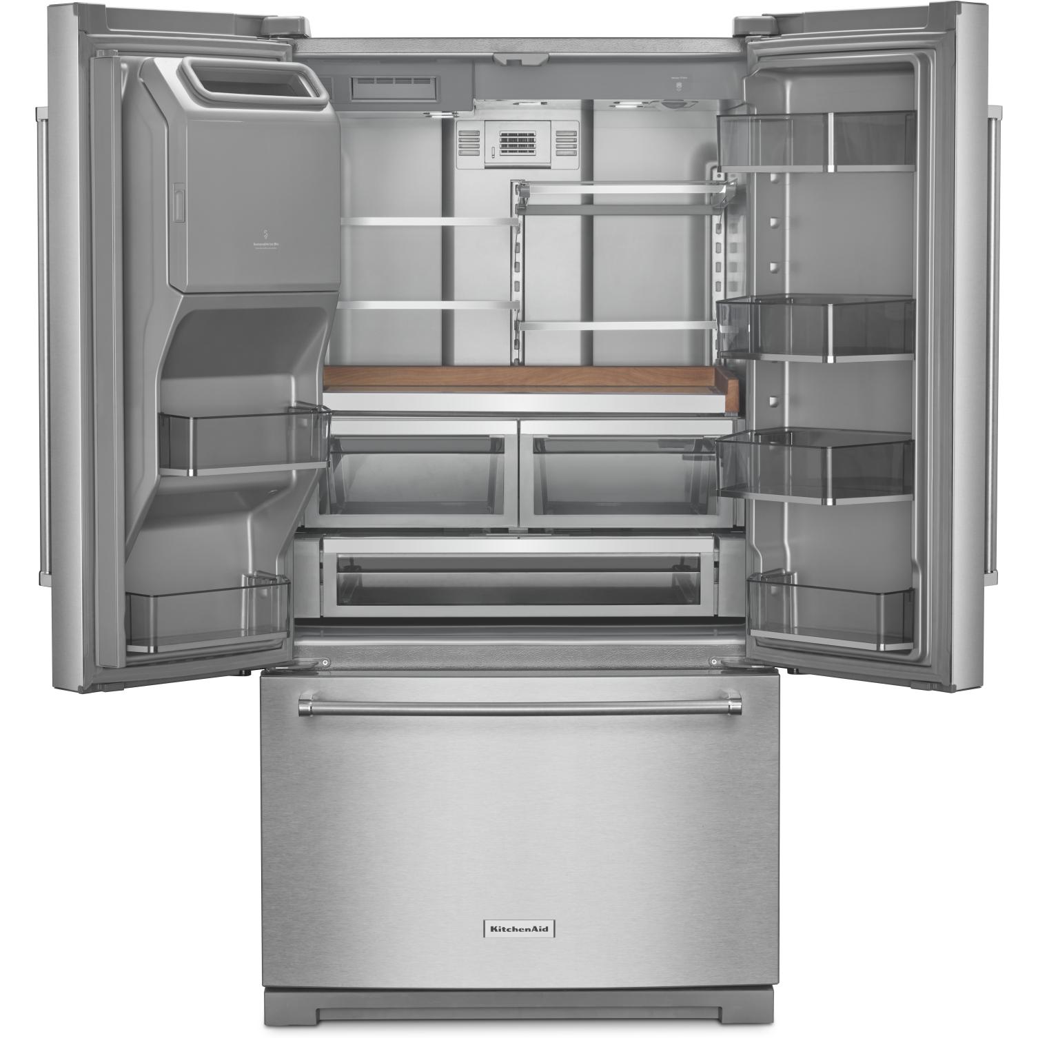 KitchenAid French 3-Door Refrigerator with External Water and Ice Dispensing System KRFF577KPS