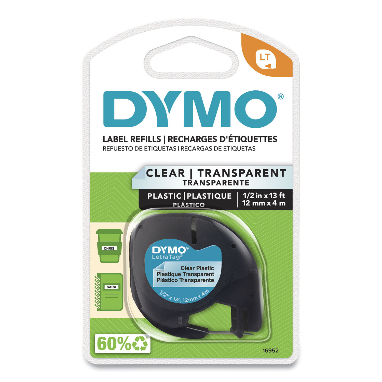 LetraTag Plastic Label Tape Cassette by DYMOandreg; DYM16952