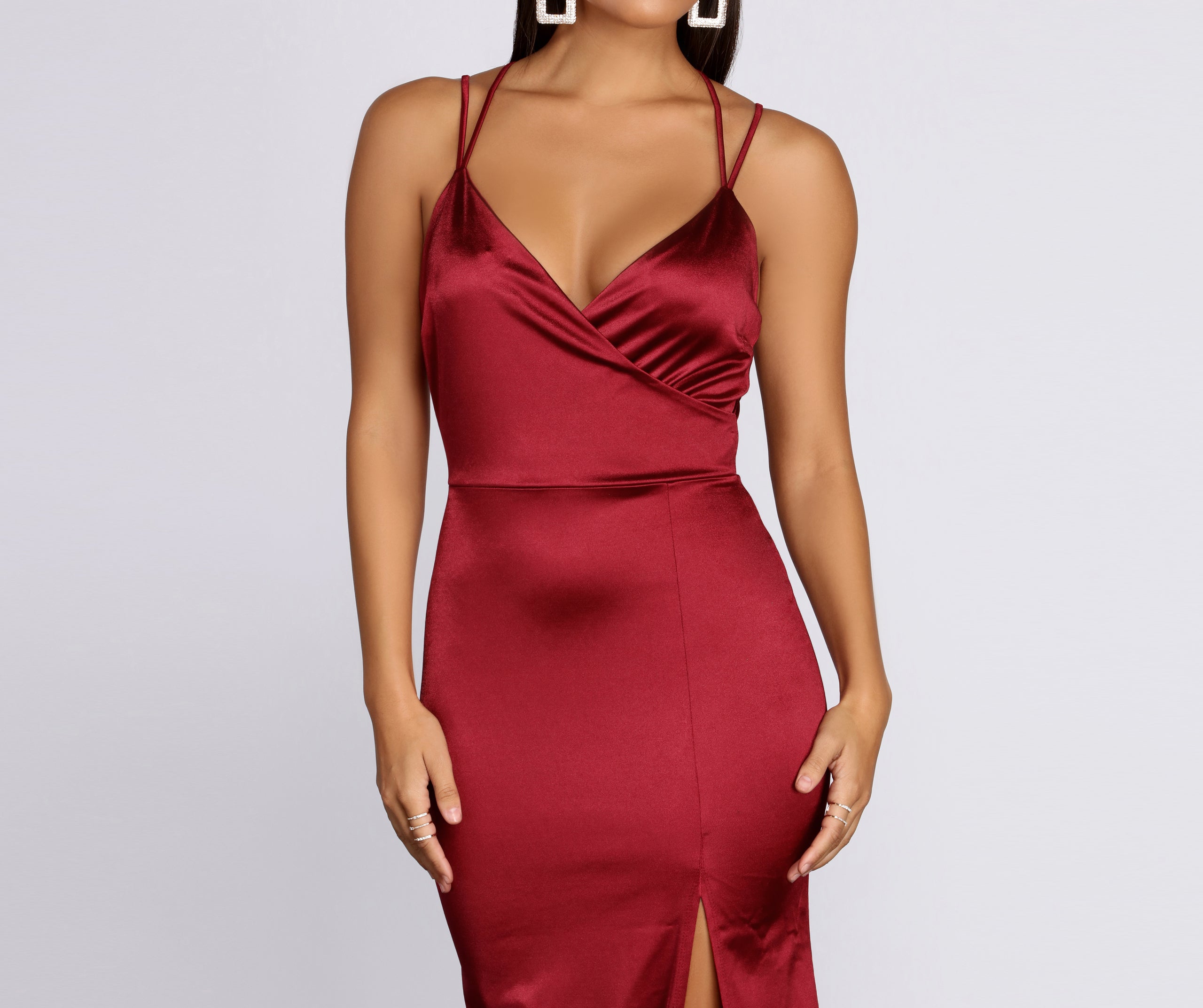 Chelsea Satin High Slit Dress