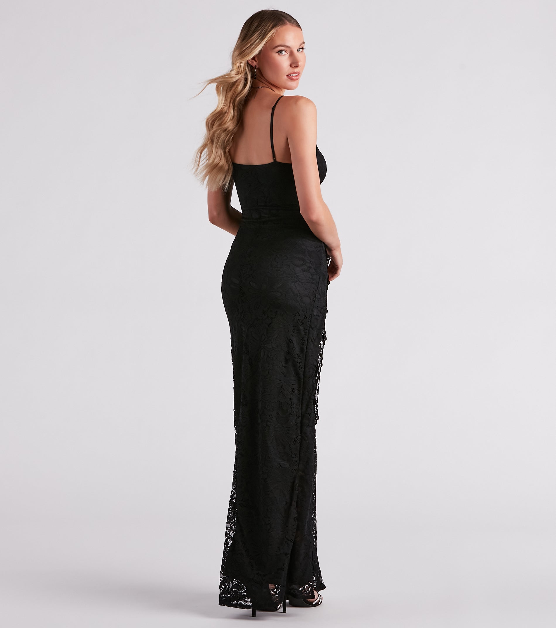 Jessica Formal Lace Slit Long Dress