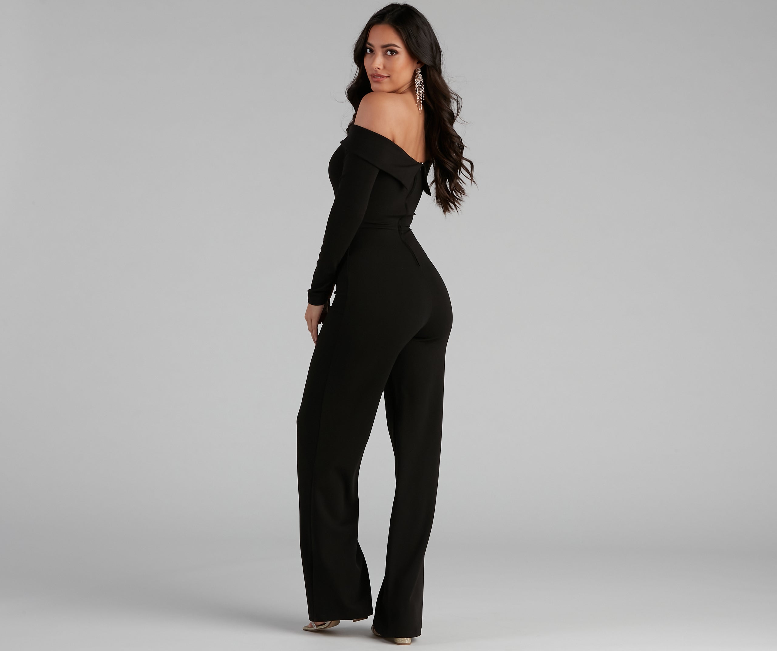 First Class Crepe Off-The-Shoulder Jumpsuit