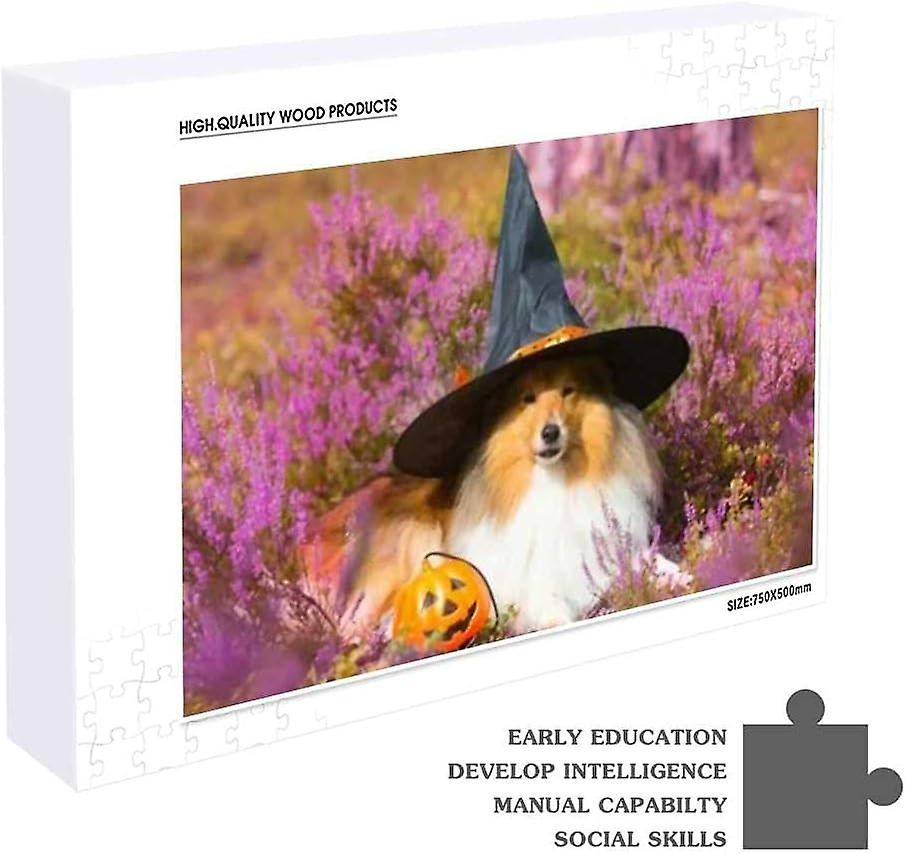 Colourlife Jigsaw Puzzles Artwork Gift For Adults Teens Happy Funny Halloween Dog Wooden Puzzle Games 1000 Pieces， Multicolored