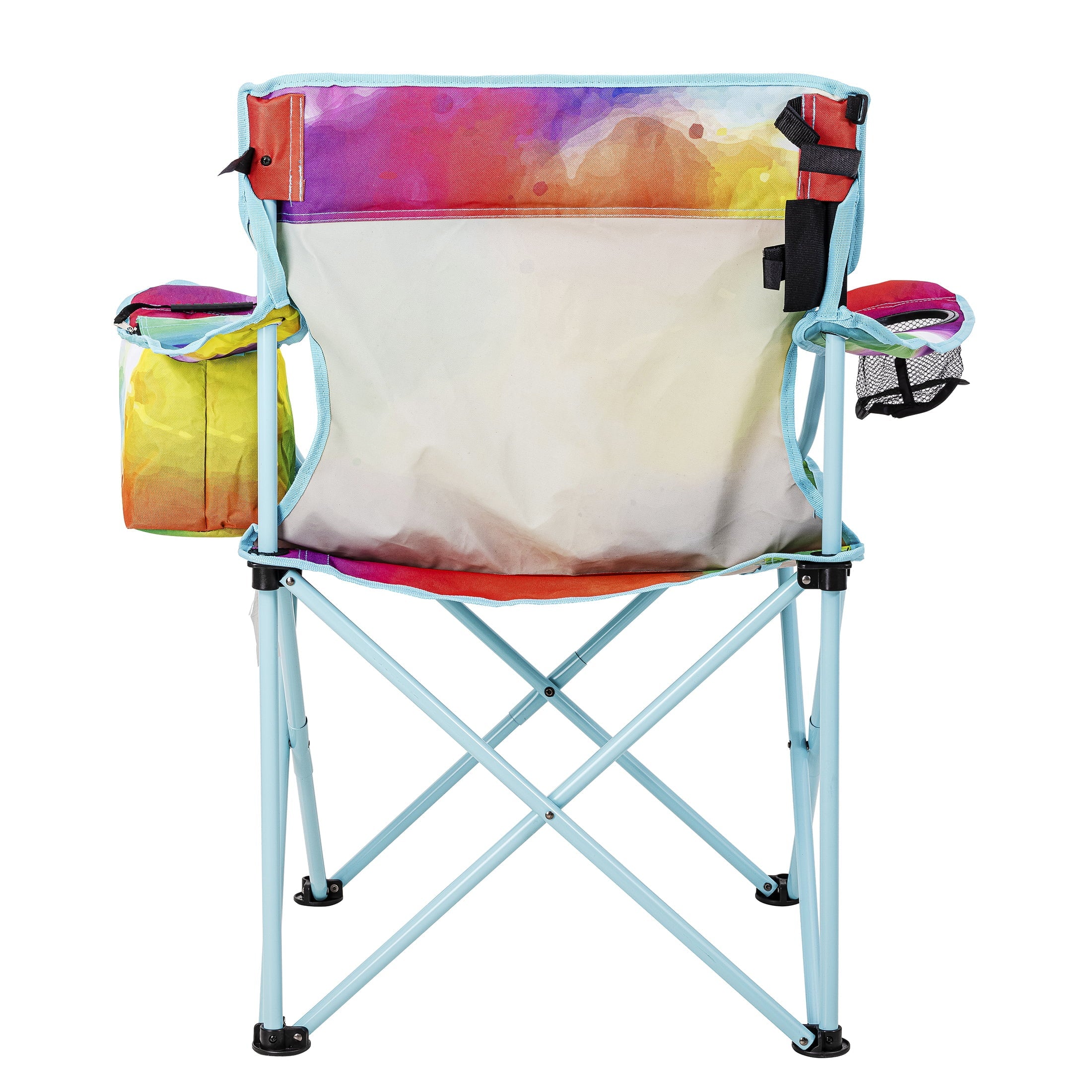 Ozark Trail Oversized Camp Chair with Cooler, Watercolor Rainbow Design, Adult