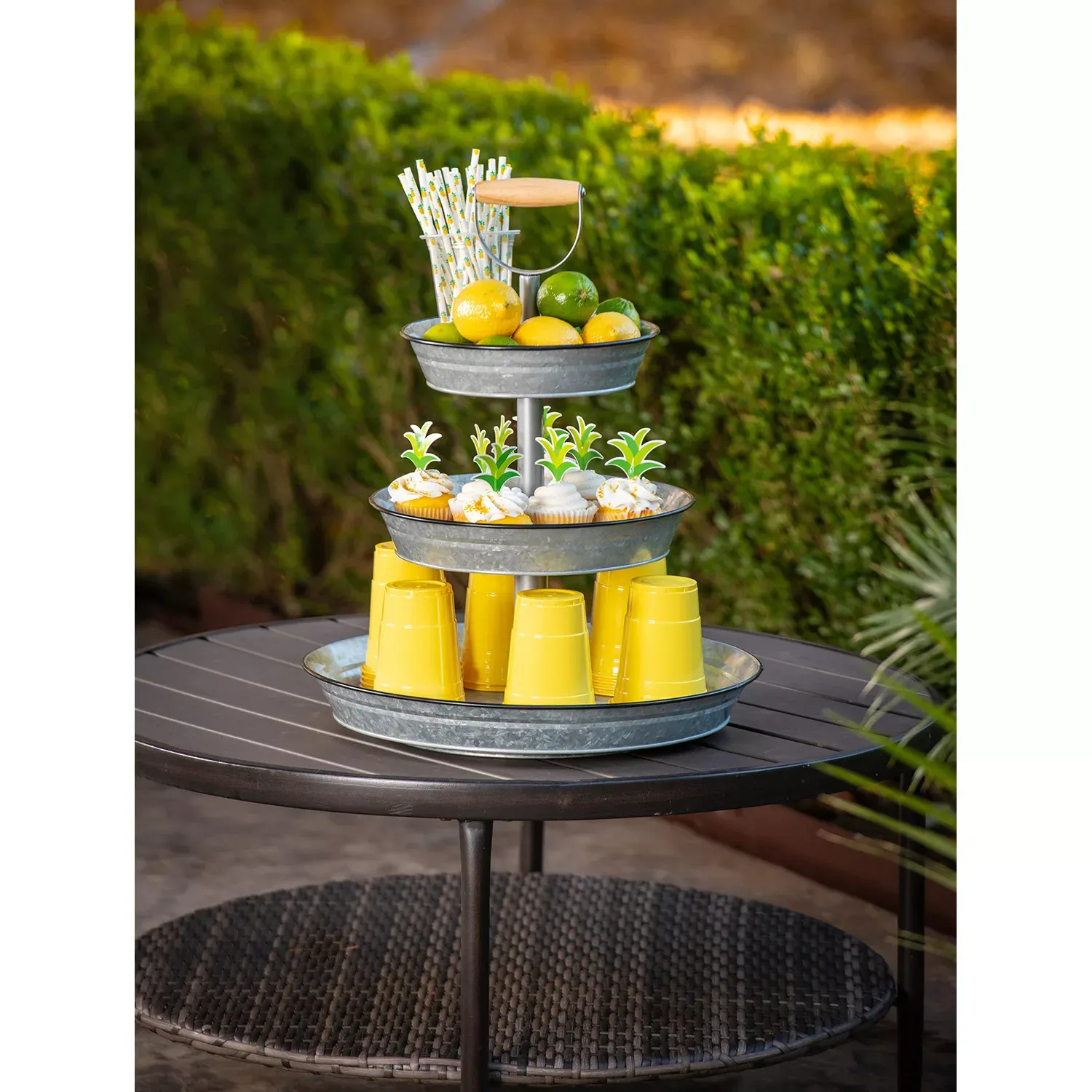 3-Tier Galvanized Stand ,Serving Tray Rustic Kitchen Tiered Tray Decor, Cupcake Stand