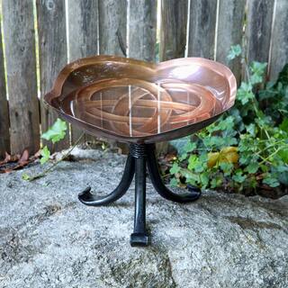 Achla Designs 10.5 in. Dia Antique Copper Celtic Dara Knot Birdbath with Tripod Stand BB-11-TR