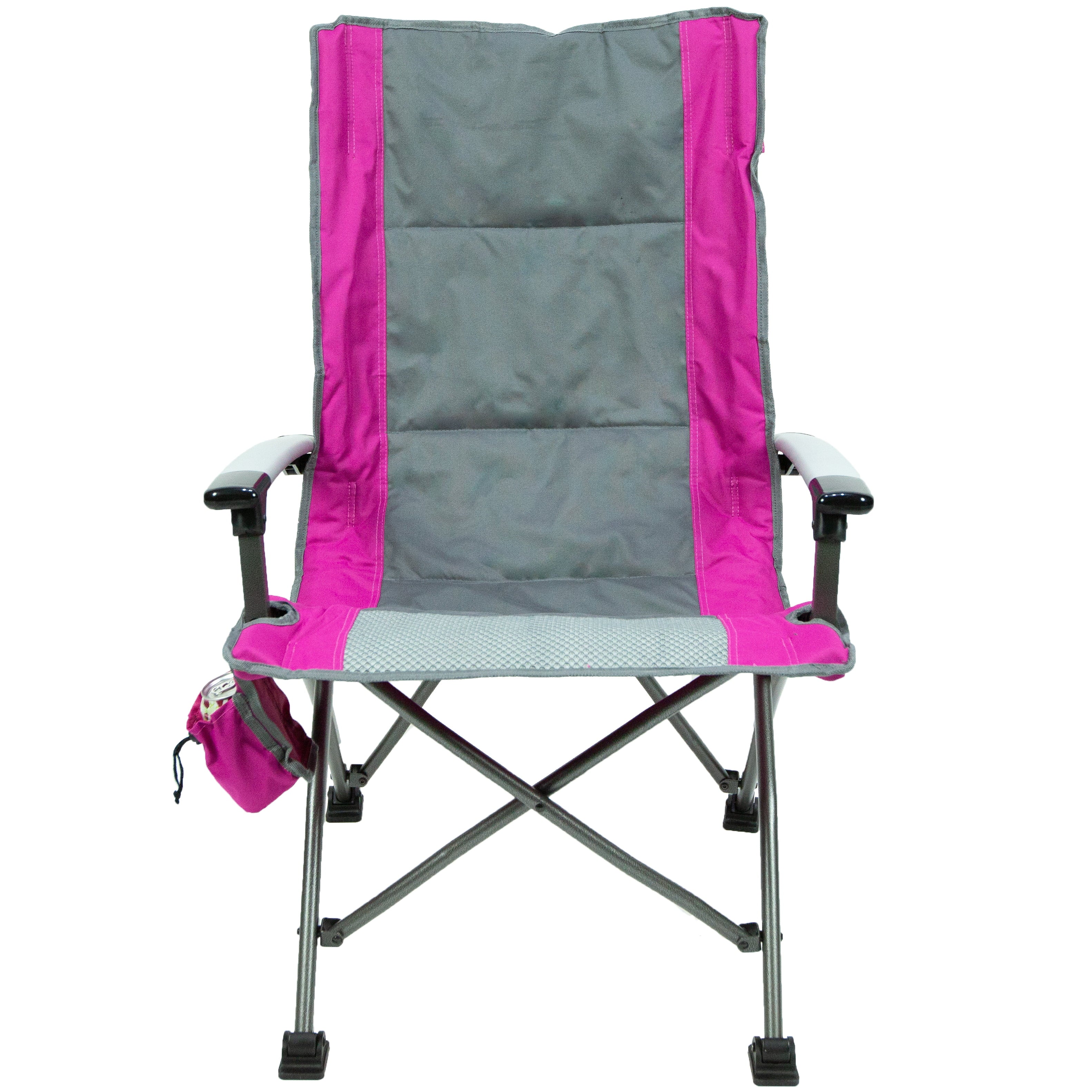 Ozark Trail High Back Camping Chair, Pink with Cupholder, Pocket, and Headrest, Adult