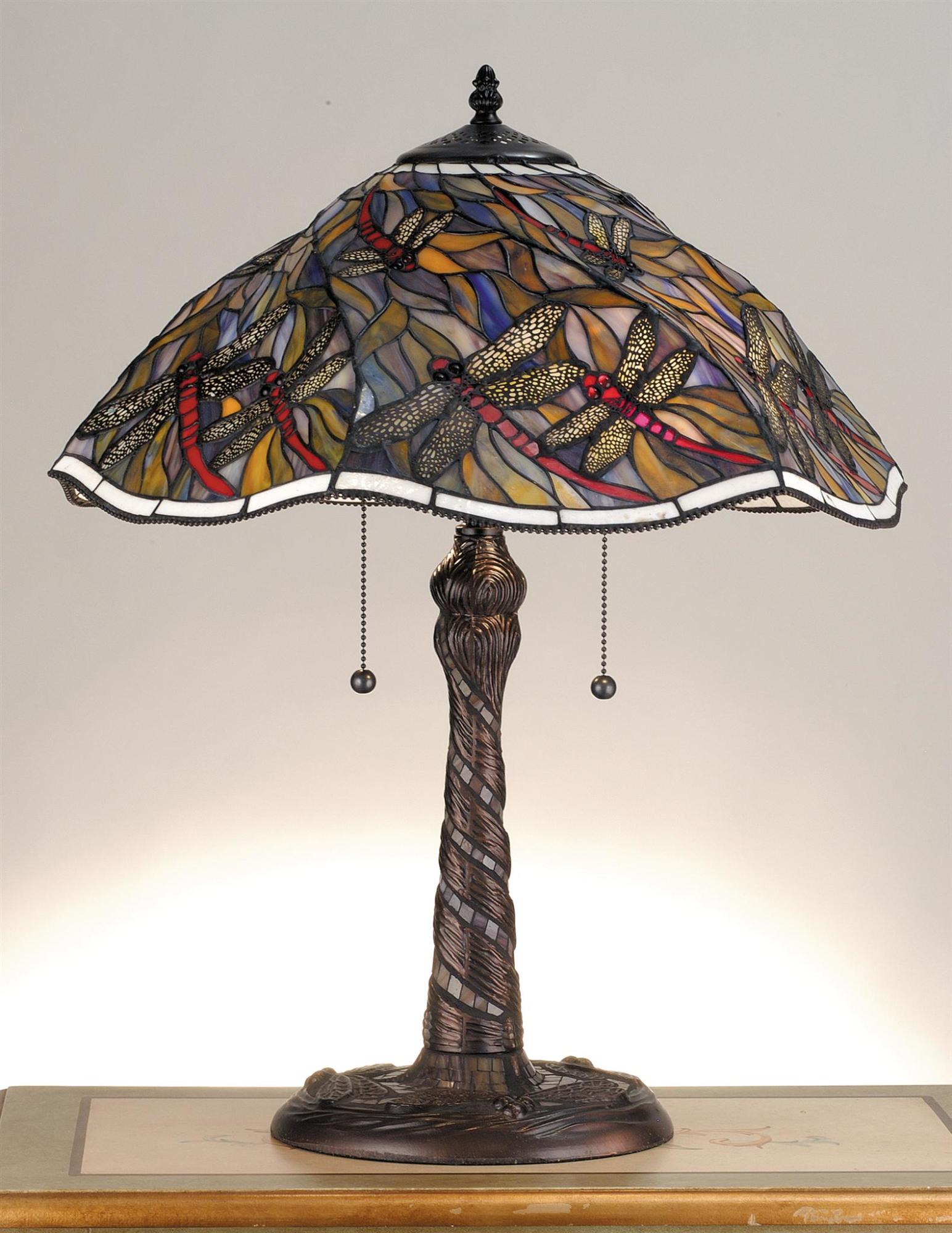 Meyda  82310 Stained Glass /  Table Lamp From The Spiral Dragonfly