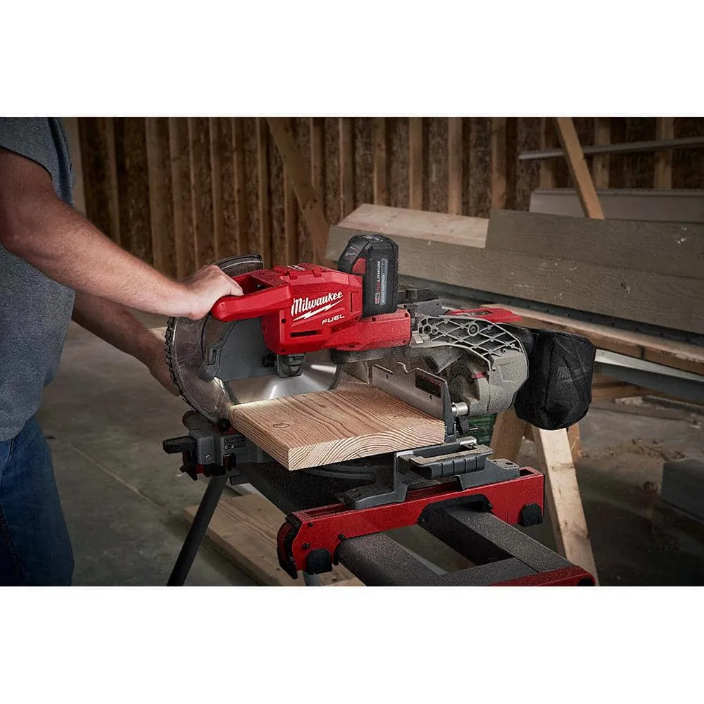 Milwaukee M18 FUEL 18V Lithium-Ion Brushless Cordless 10 in. Dual Bevel Sliding Compound Miter Saw Kit with Miter Saw Stand 2734-21-48-08-0551