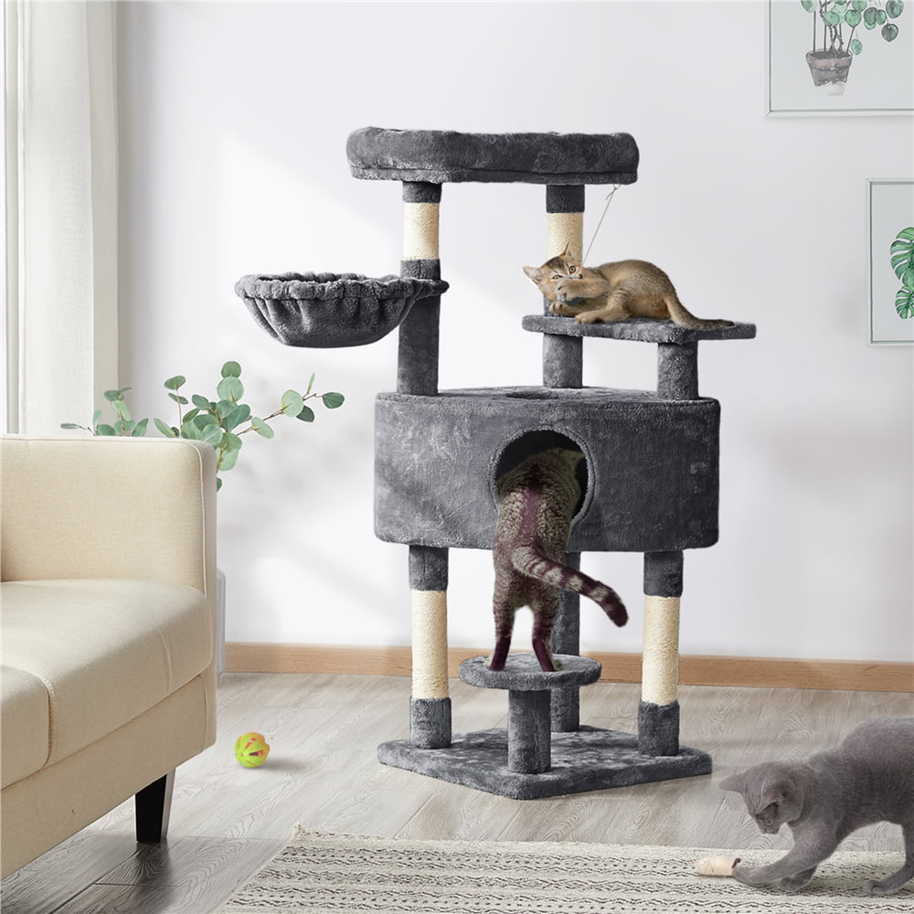 Yaheetech 46'' Cat Tree Multilevel Cat Condo with Scratching Posts and Perch Platform，Dark Gray