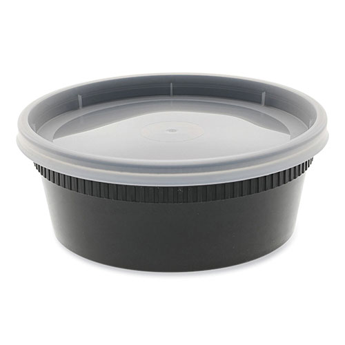 Pactiv Newspring DELItainer Microwavable Container | 8 oz， 4.55 x 4.55 x 1.8， Black