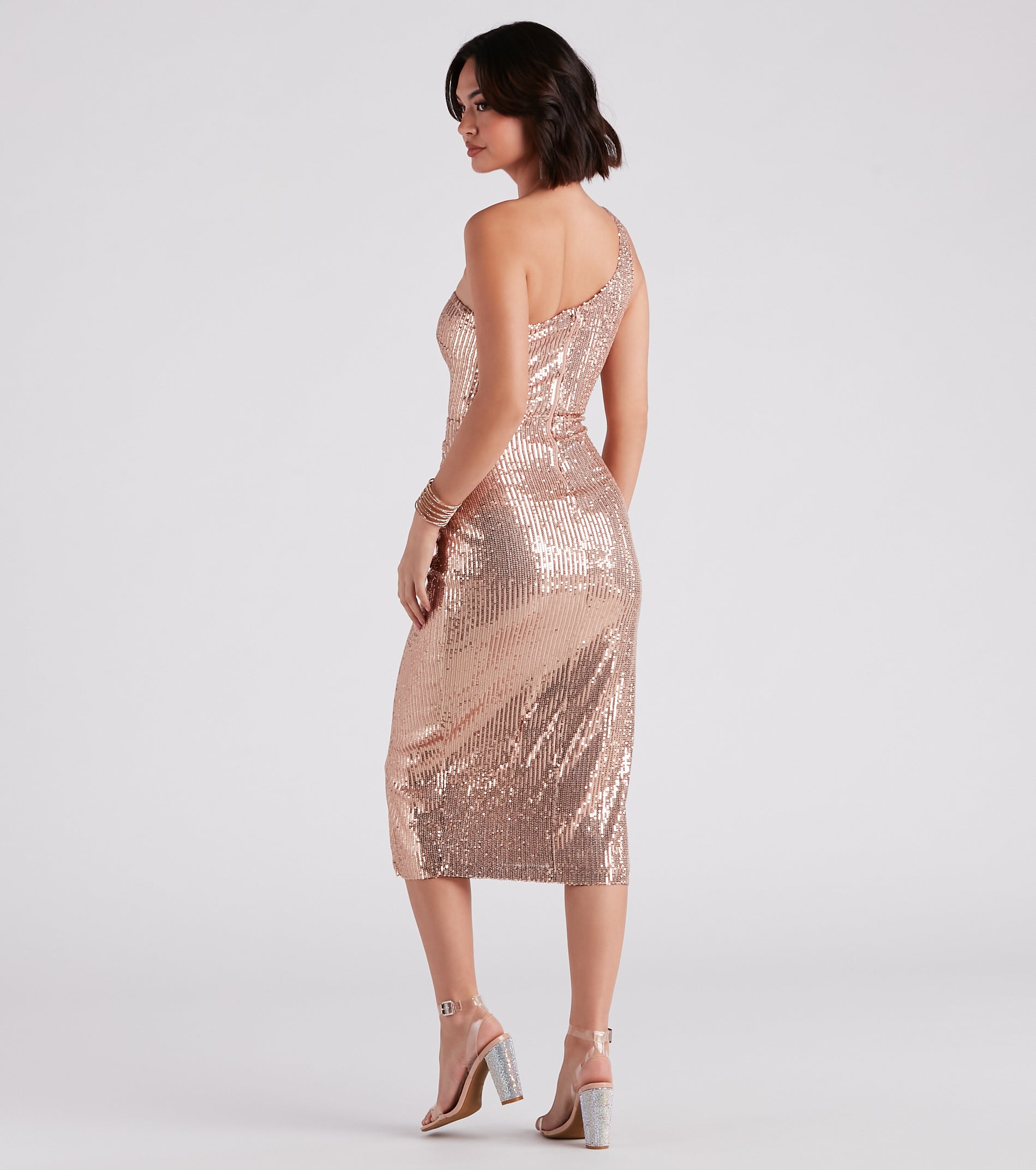 Ava Formal Sequin Wrap Midi Dress